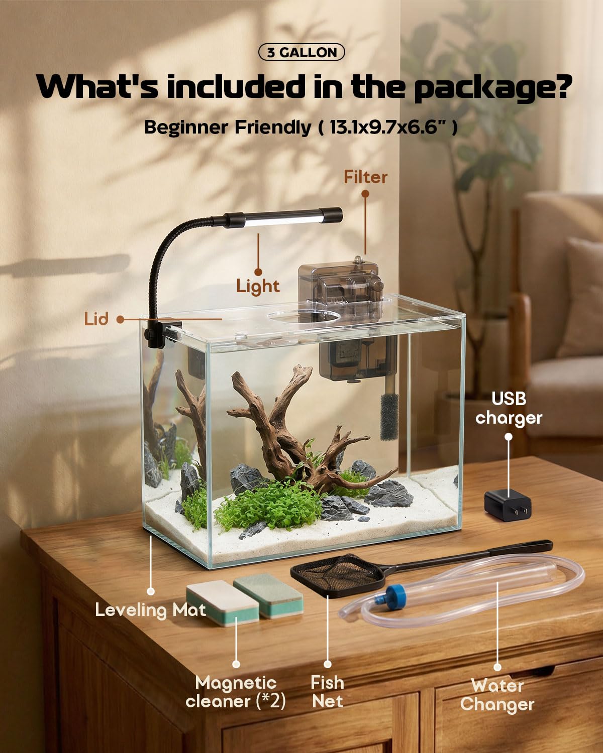 minilake Vivarium in 3 Gallon, Transparent