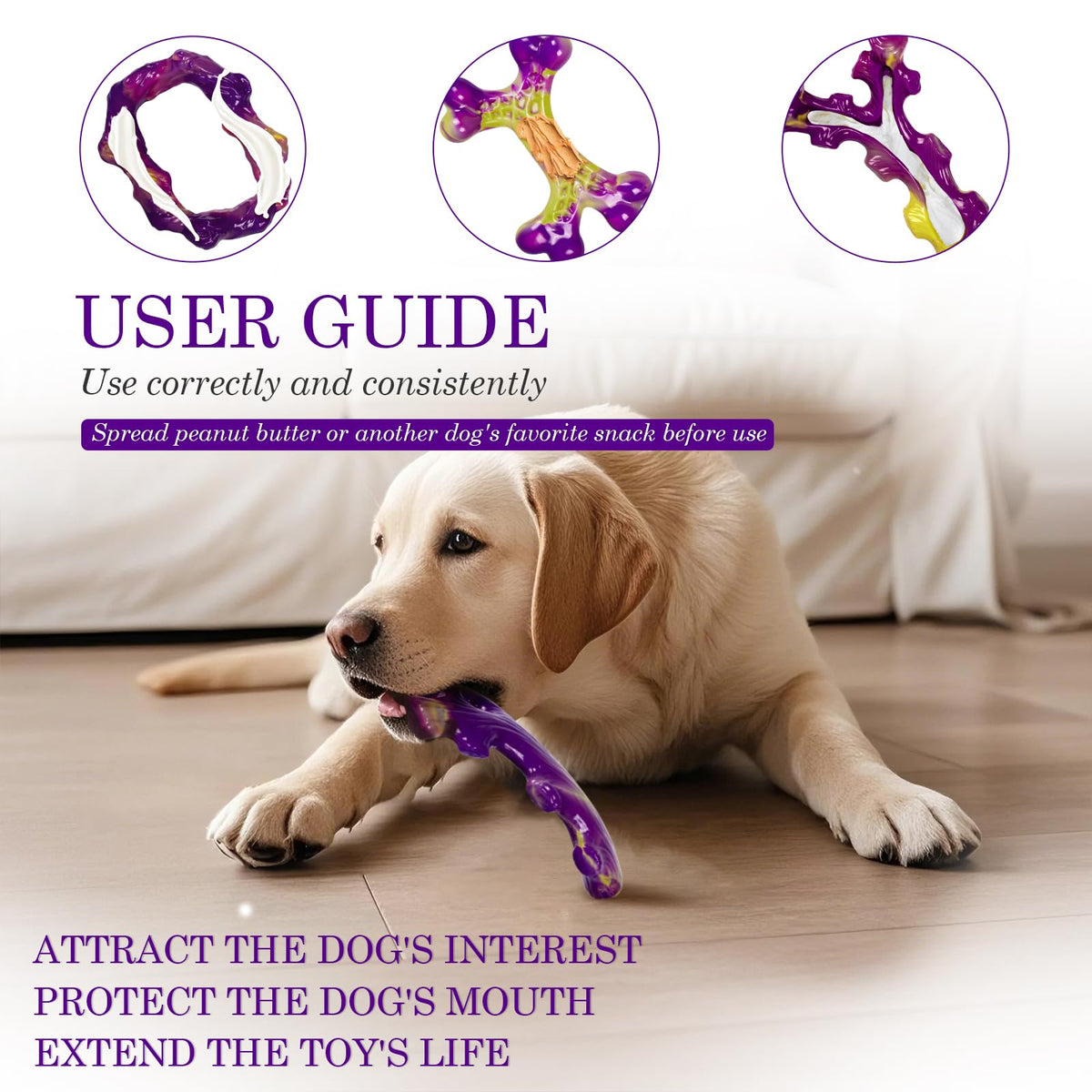 Frienhund Pet Toy in 6 Pack, Purple-6-Pack