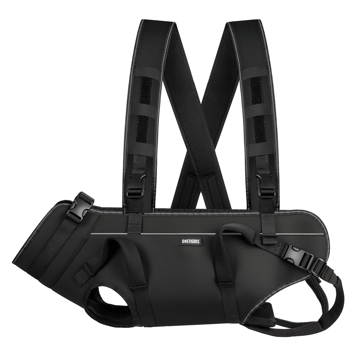 ONETIGRIS Animal Carrier in S: Chest 20-27", Back 8", Fits 18-32 lbs, Black