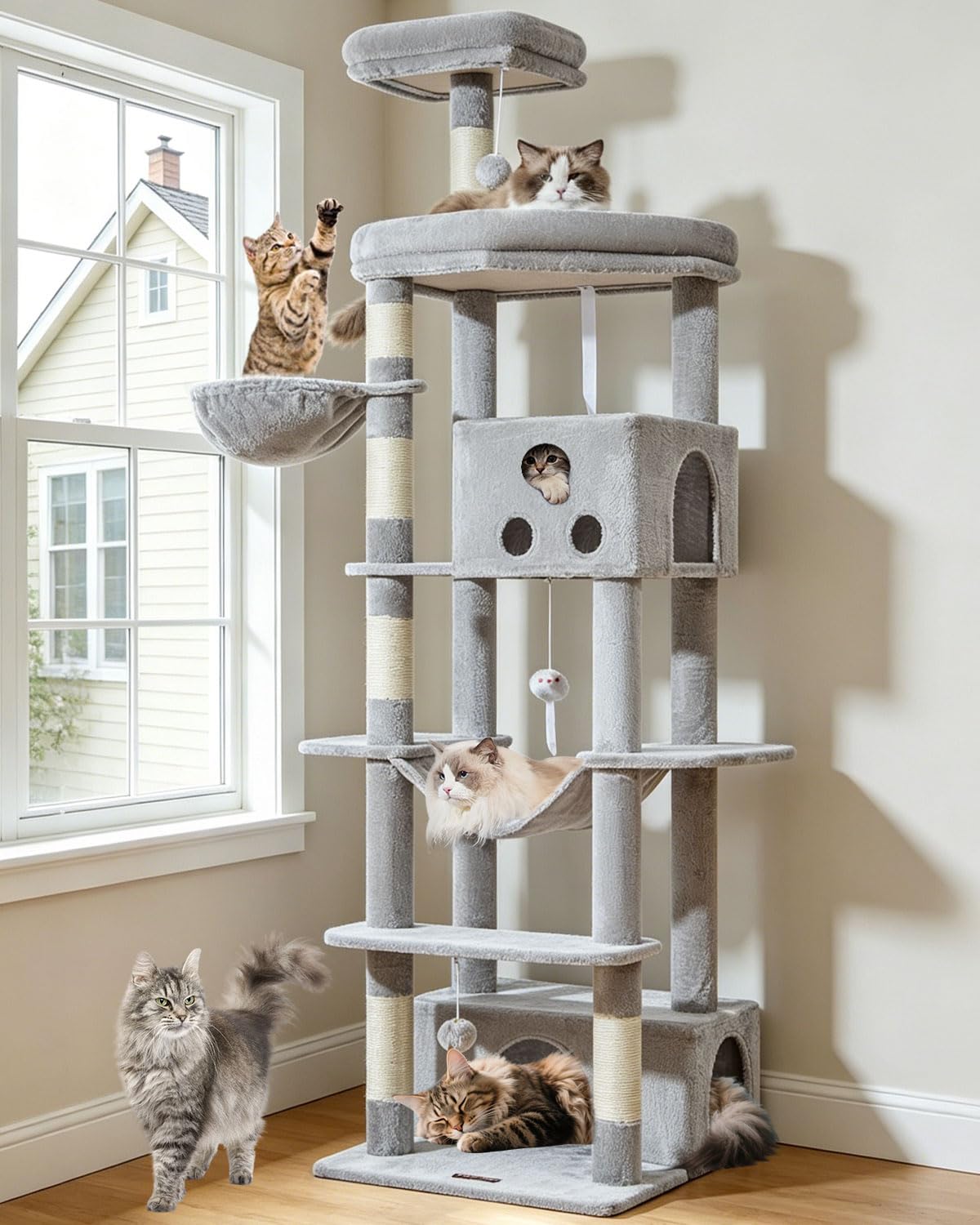 Taoqimiao Pet Activity Structure in 79 inch, Light Gray