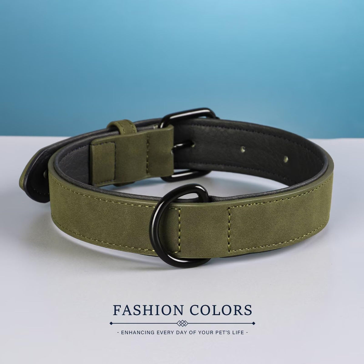 Didog Animal Collar in M: Fit Neck 11-14"(10-20 lbs), Dark Green