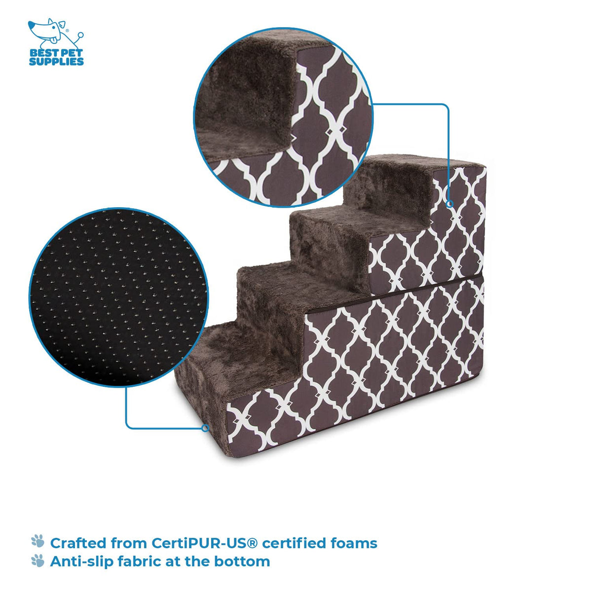 Best Pet Supplies Animal Stair in H: 22 Inches (Foldable), Brown Lattice Print