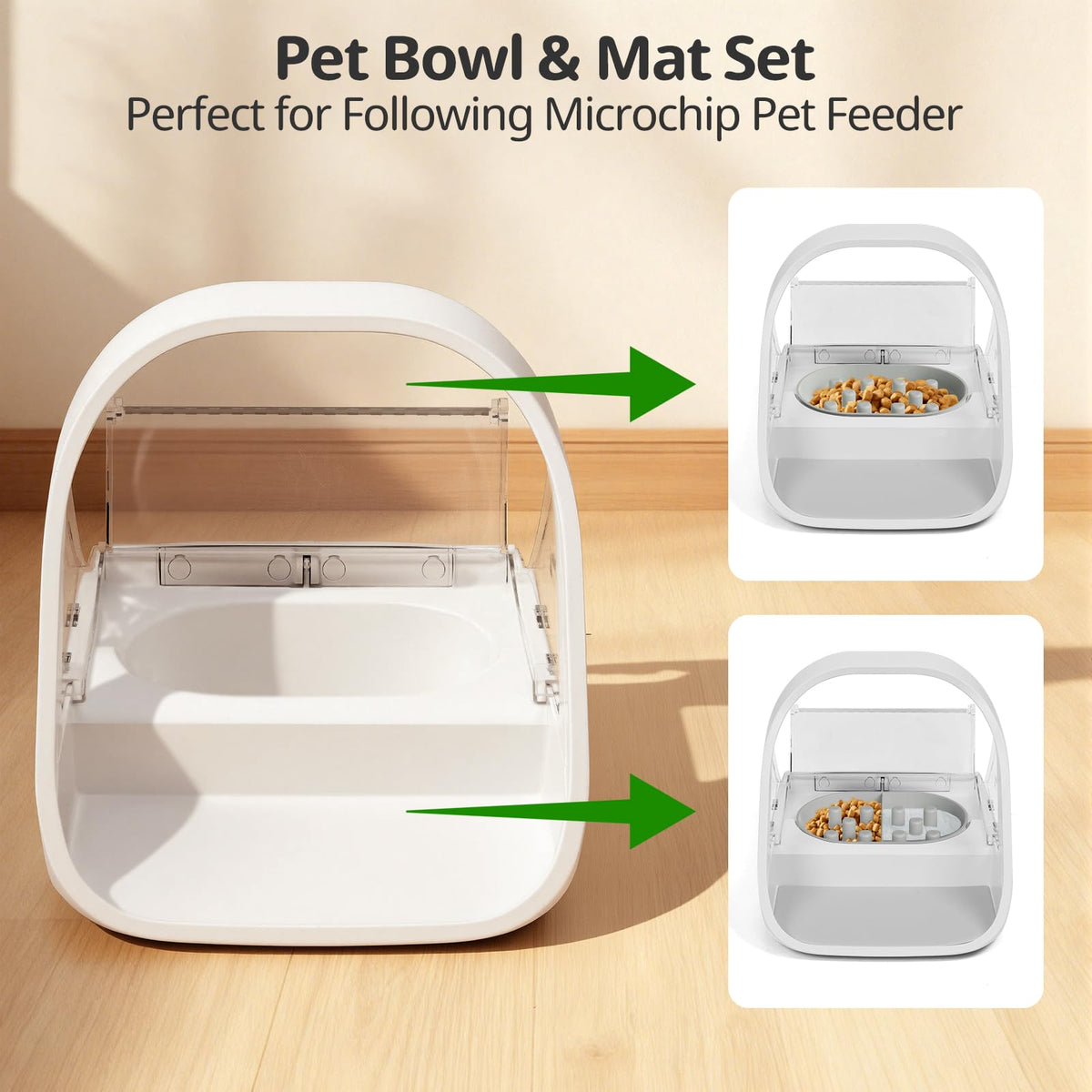 Baofum Pet Feeder in 2+1 Pack, Gray Bowls