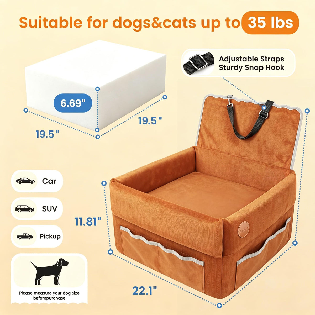 Amztrip Pet Seat in Large, Orange