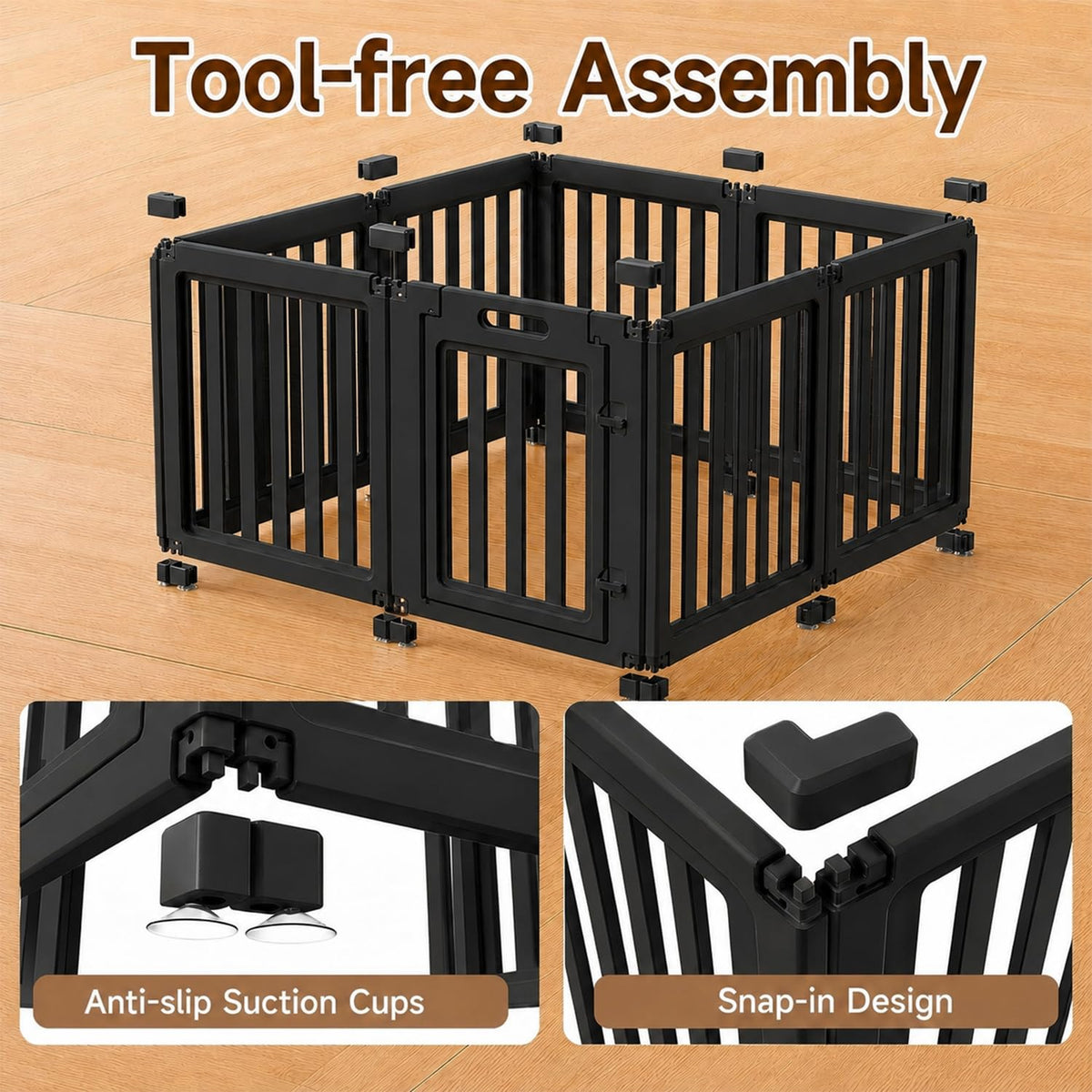 everfront Pet Playpen in 30", Black