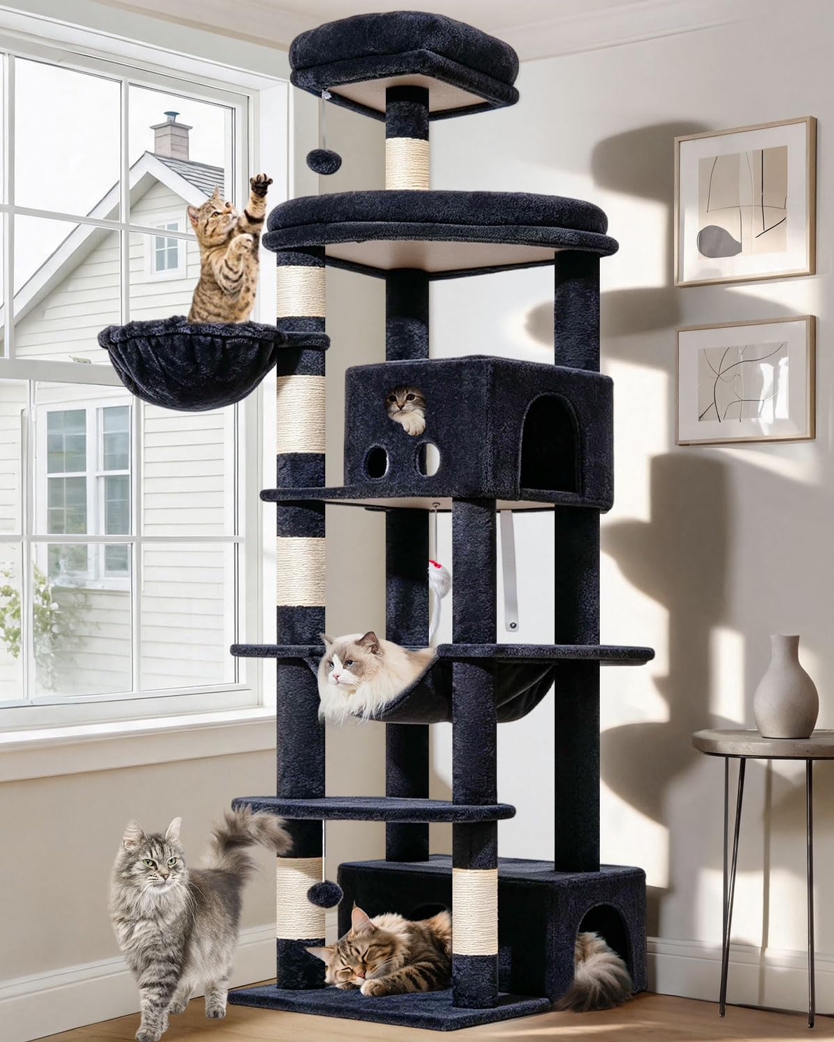 Taoqimiao Pet Activity Structure in 79 inch, Smoky Gray