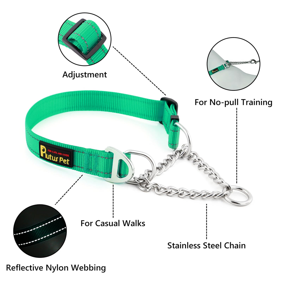 PLUTUS PET Animal Collar in Small, Green