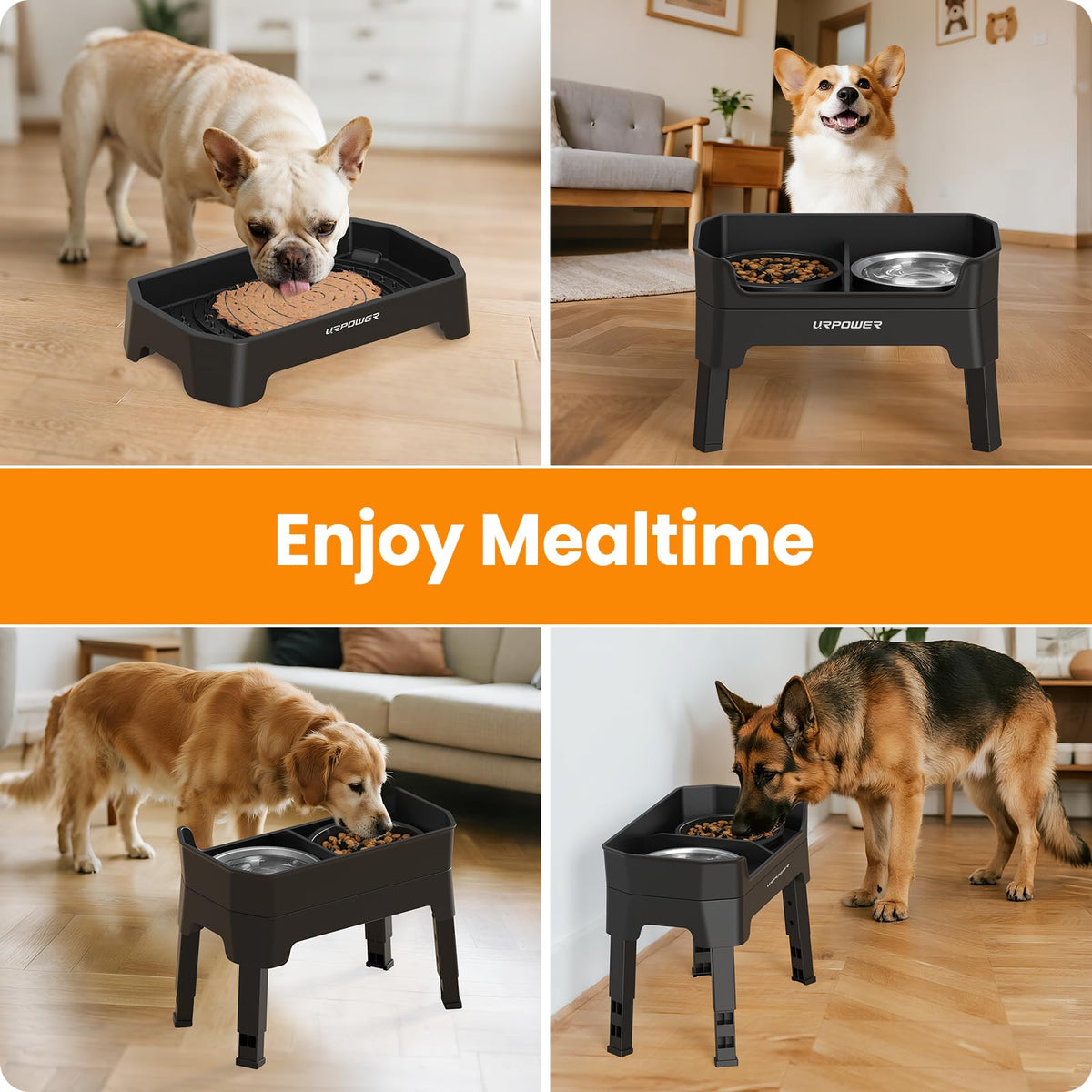 URPOWER Pet Feeder in Large, Matte Black