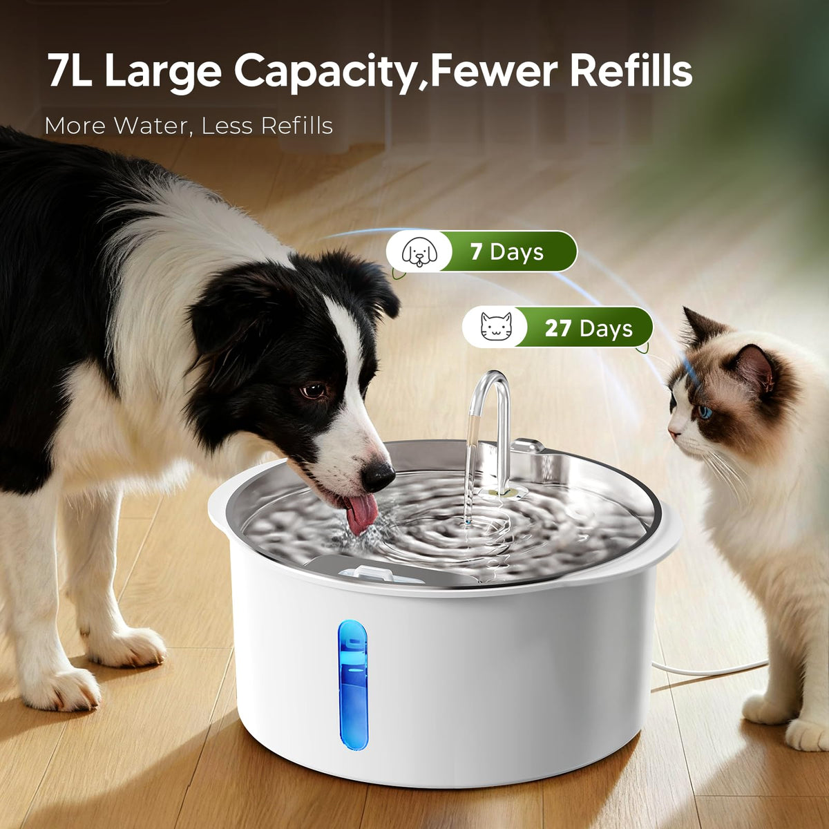 PEKTACO Animal Water Dispenser in silvery