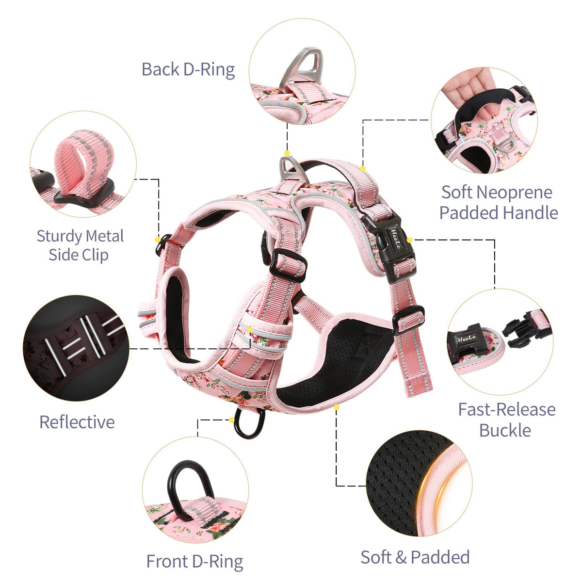 HEELE Animal Harness in XS, Flower-Pink