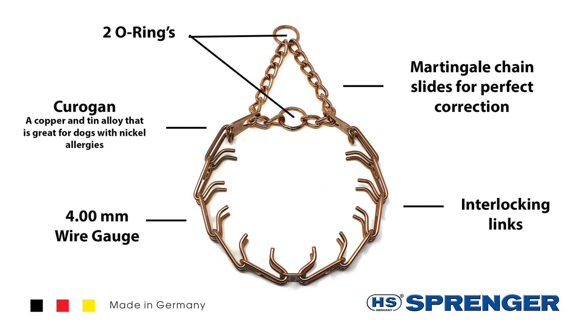 Herm Sprenger Animal Collar in 25in (63cm) x 4mm, Gold