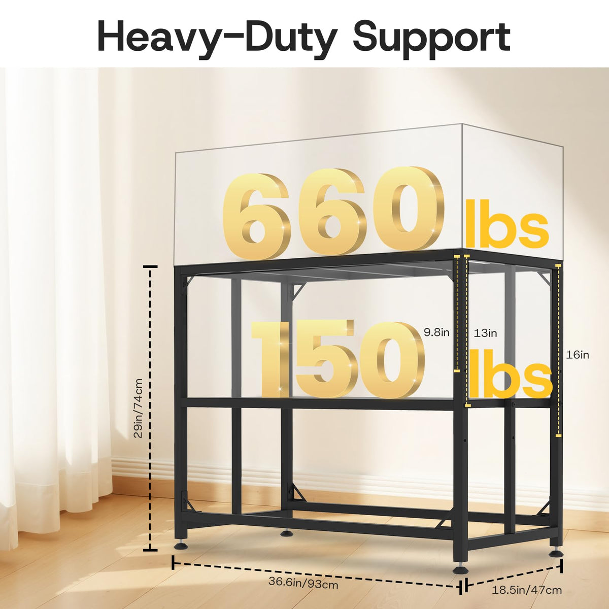 MEWSDEN Item Stand in (40 Gallon)36.5"x18.5", Black