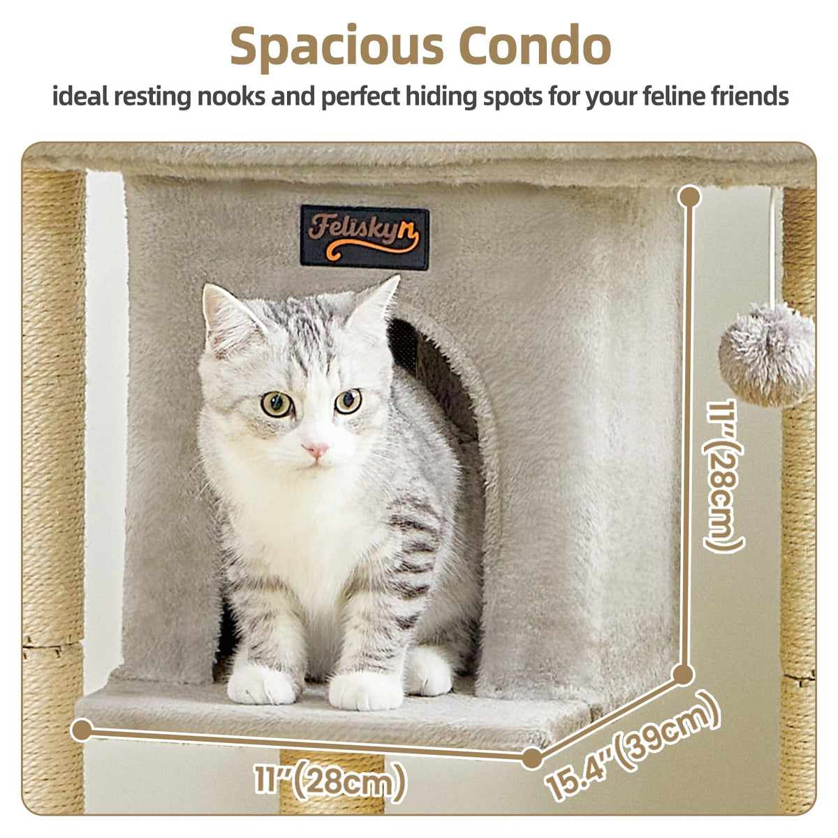 Feliskyn Pet Activity Structure in 28 Inches, Light Grey