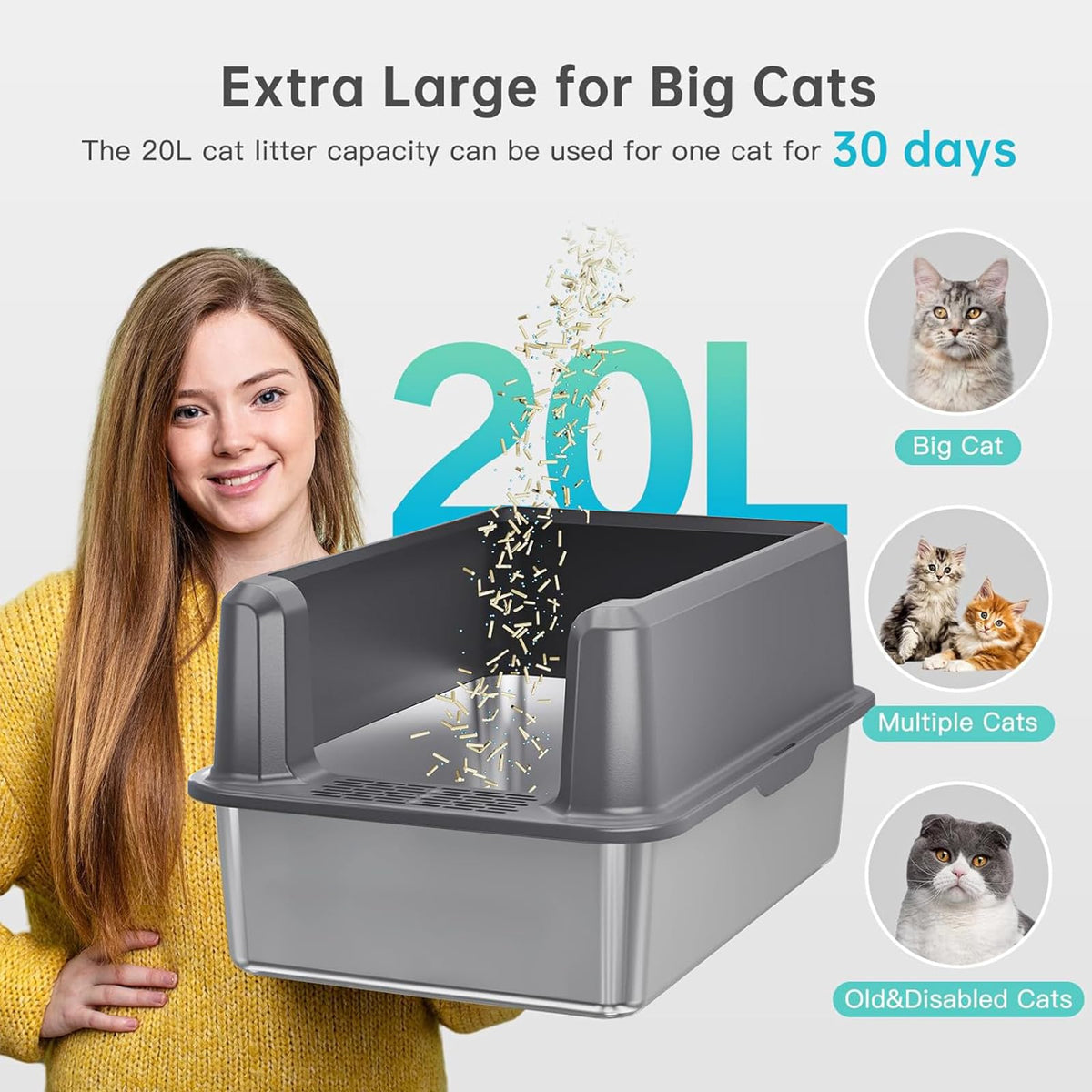 WoofiGo Litter Box in X-Large, 25-Mid Grey