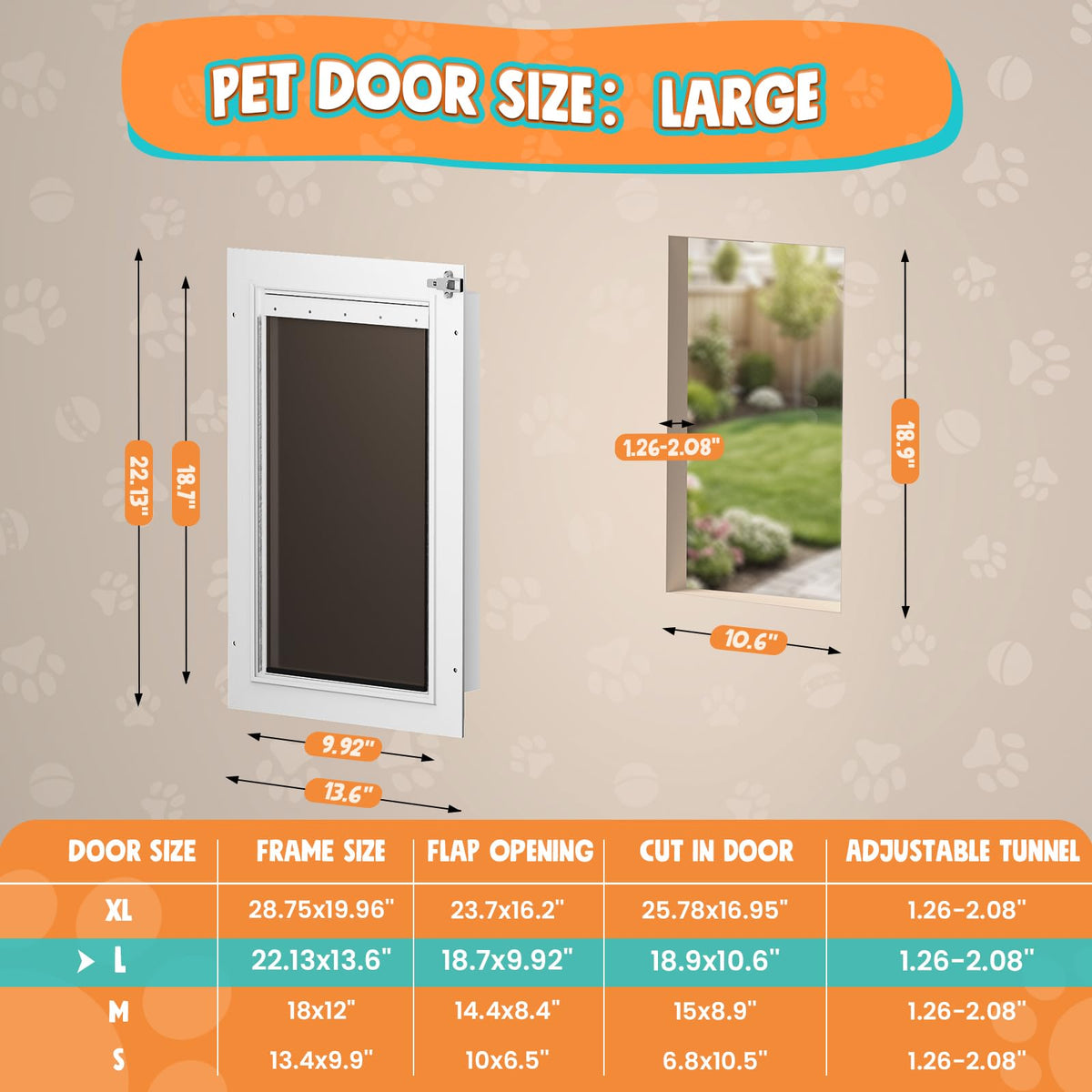 Tiylibe Pet Door in Large, White