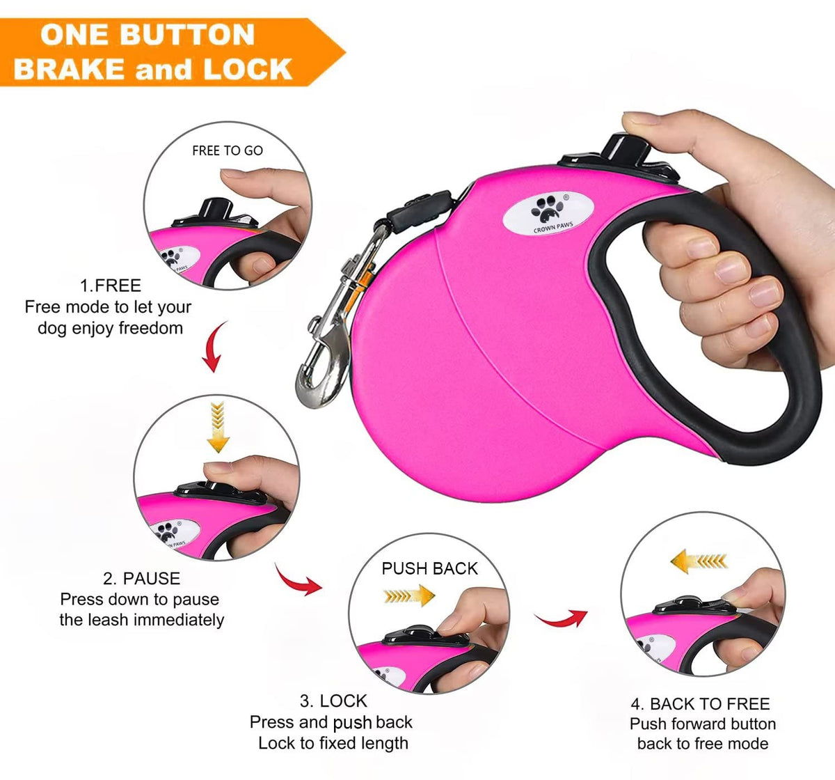 CROWN PAWS Leash in Small, Pink