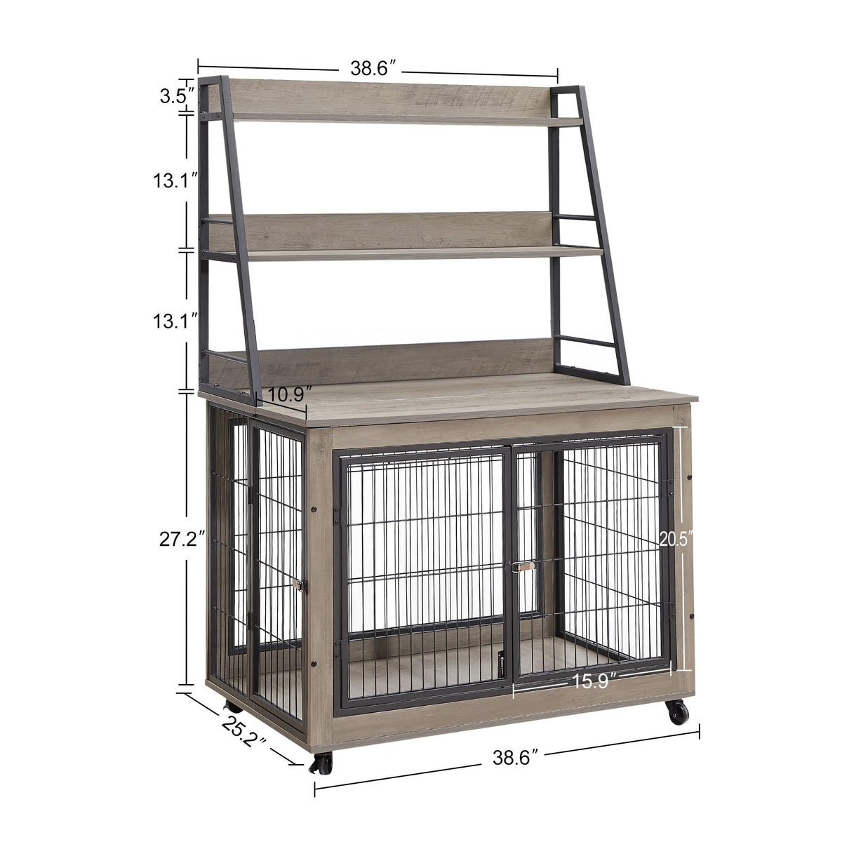 NicBex Animal Cage in 38.6"L x 25.2"W x 56.9"H, Grey