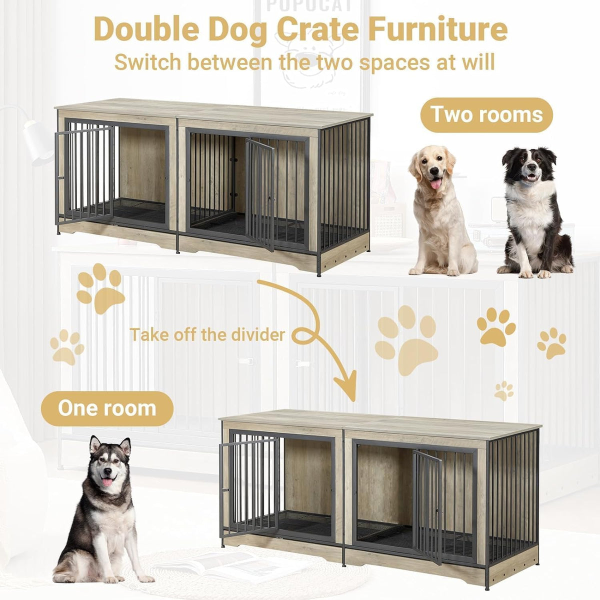 Rovibek Animal Cage in 38.9"L x 25.2"W x 27.2"H, Brown