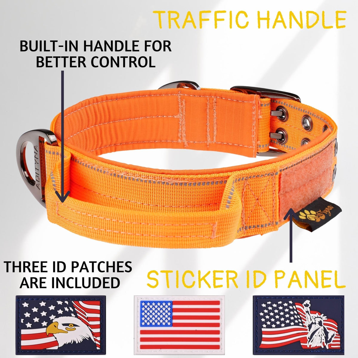 ADITYNA Animal Collar in Large: Fit 18-23" Neck, Orange