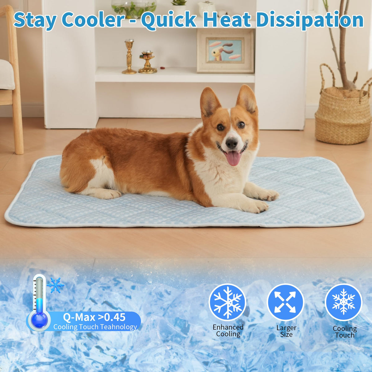 Petvolve Pet Bed Mat in X-Large - 44 x 32 Inch, Sky Blue