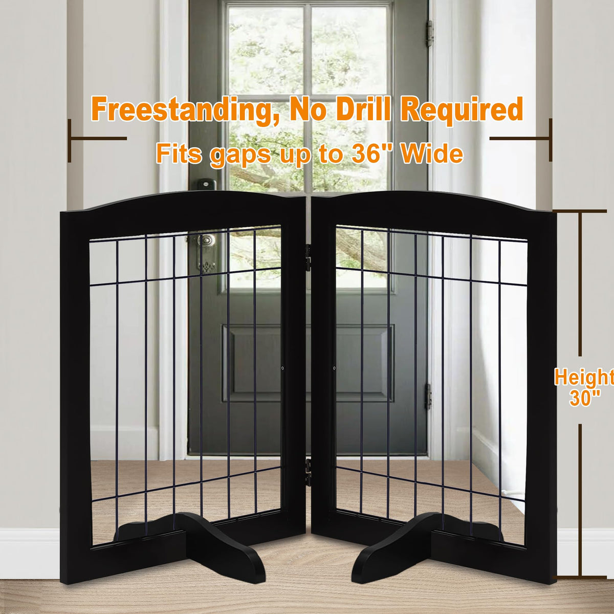 LZRS Temporary Gate in 30"Height-2 Panel, Black