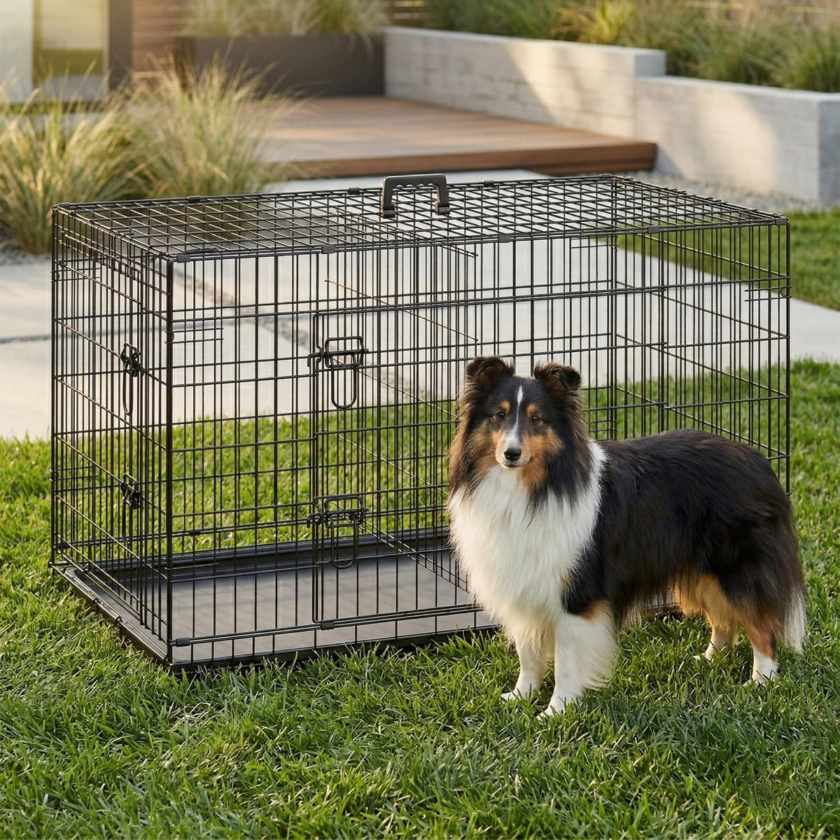 FDW Animal Cage in 45.0"L x 27.0"W x 28.0"H, Black