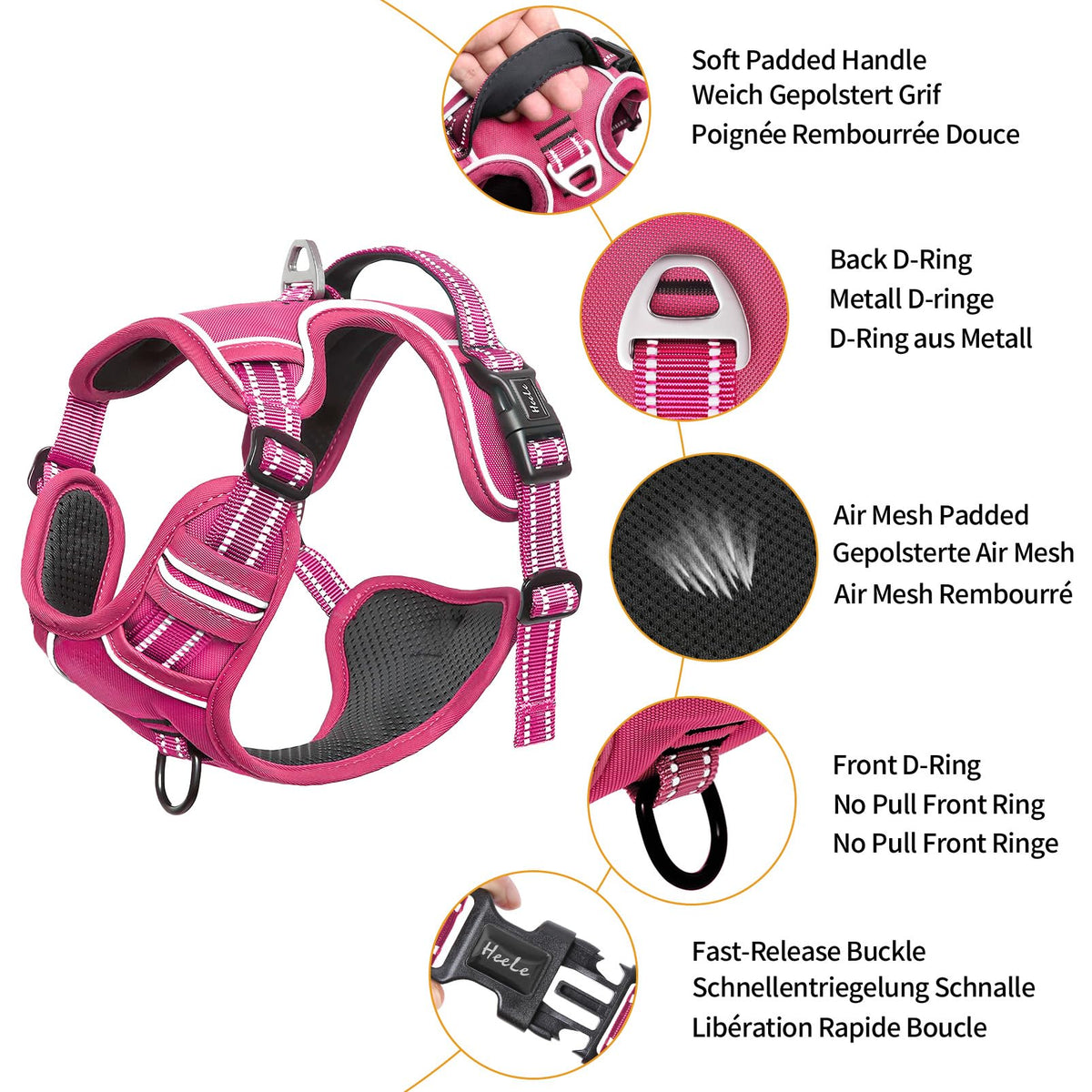 HEELE Animal Harness in S, Rose(Matching Trim)