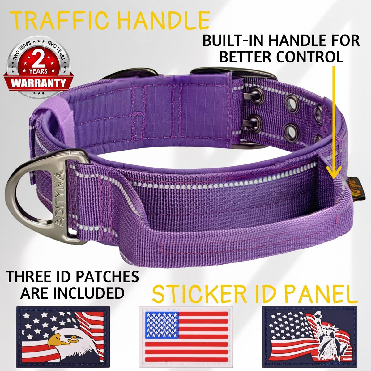 ADITYNA Animal Collar in Medium: Fit 15-19" Neck, Purple