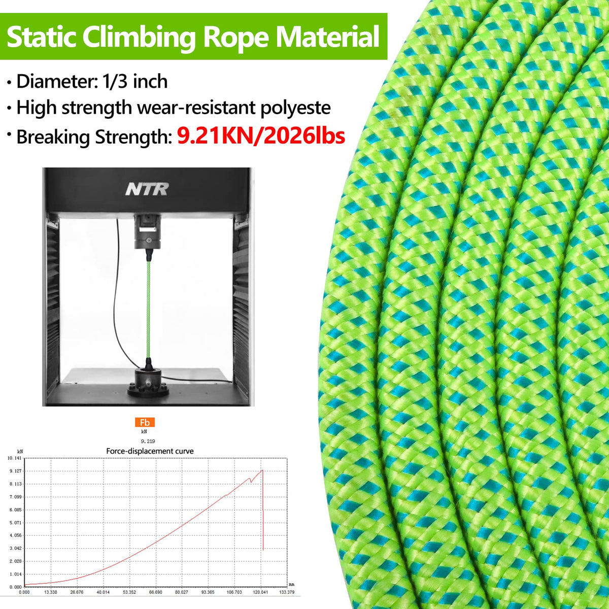 NTR Leash in 15ft*3/8", Green/Blue