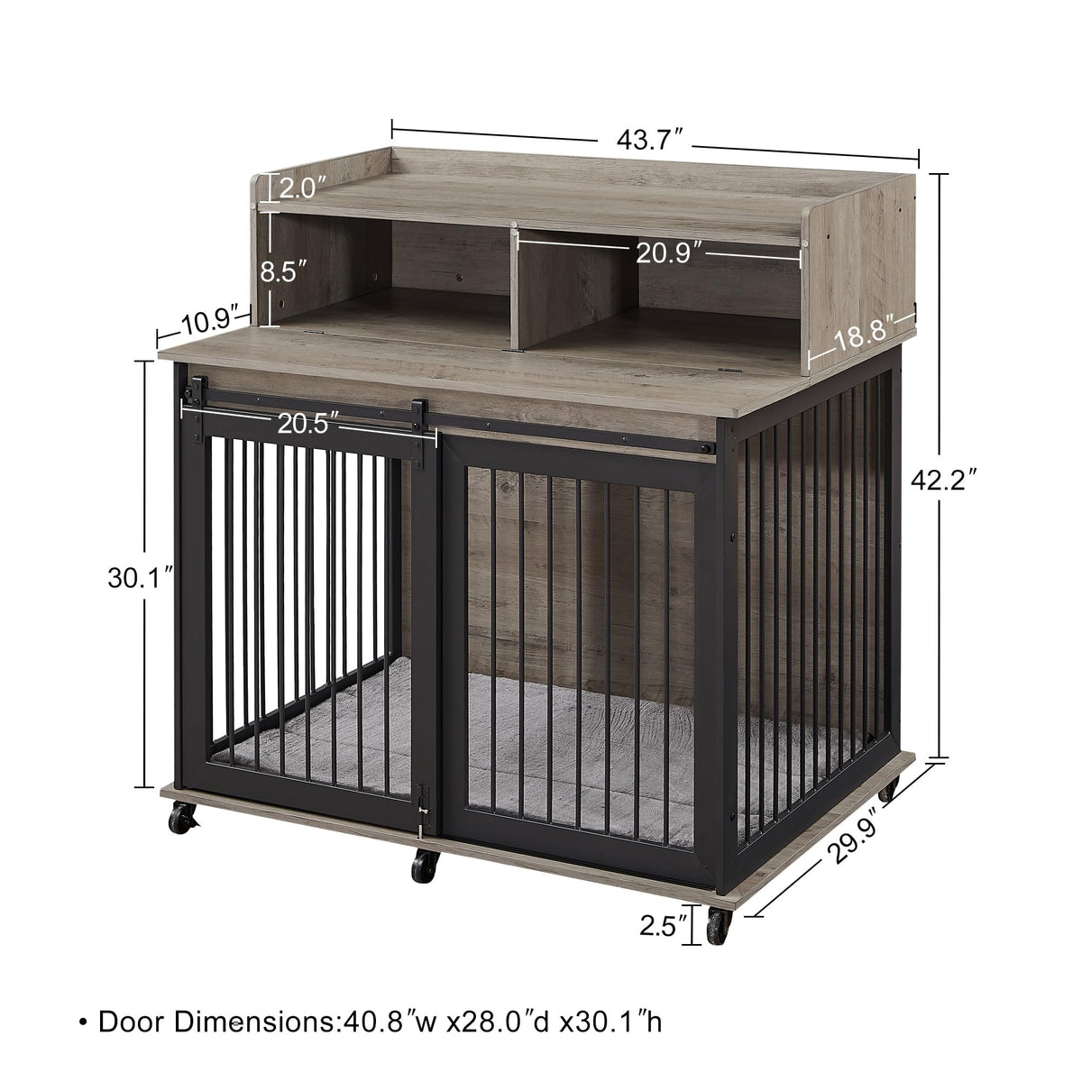 NicBex Animal Cage in 43.7"L x 29.9"W x 42.2"H, Grey