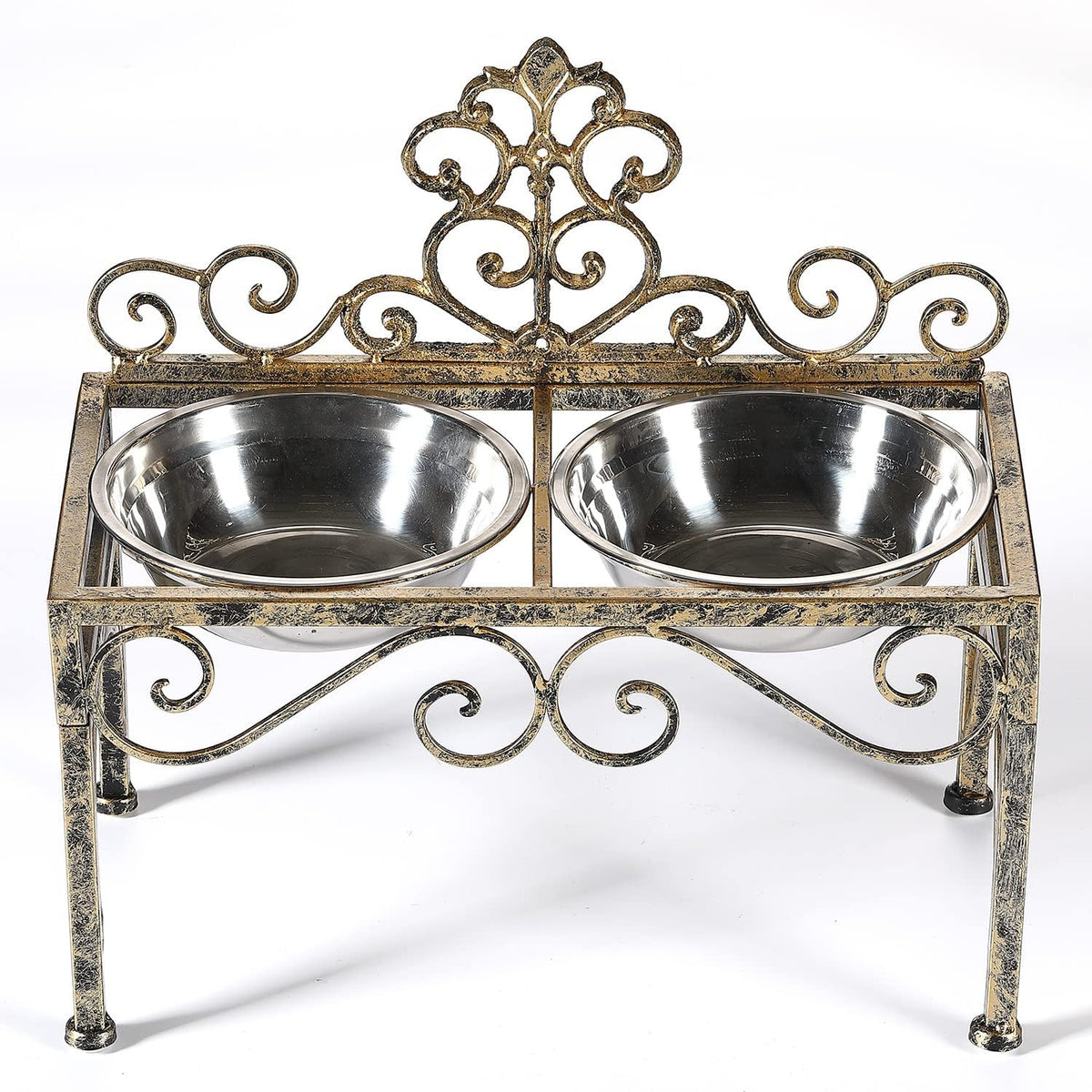 Aifeorzo Pet Feeder in 8.78" Height Antique Gold, antique gold