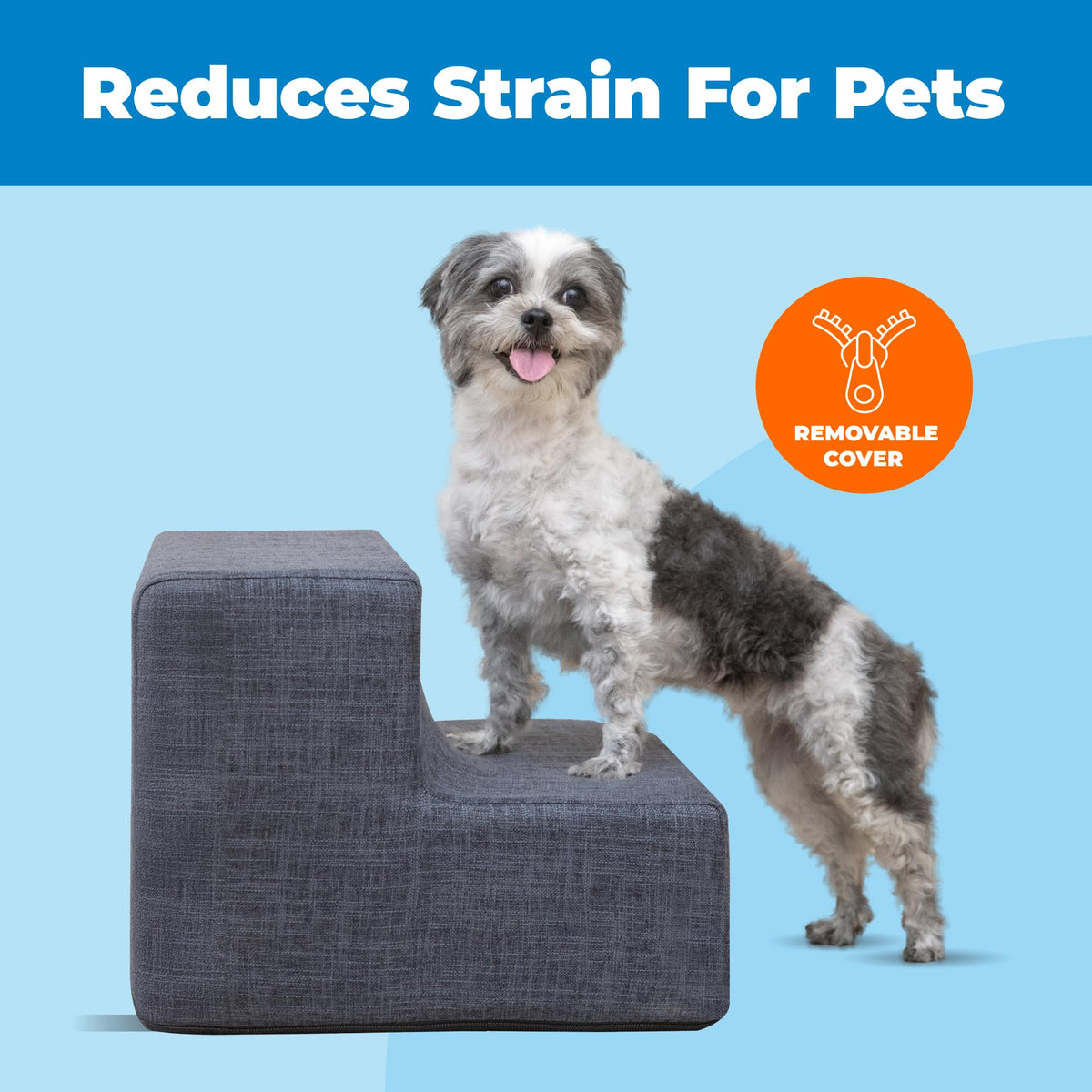 Best Pet Supplies Animal Stair in H: 12 Inches, Dark Gray Linen