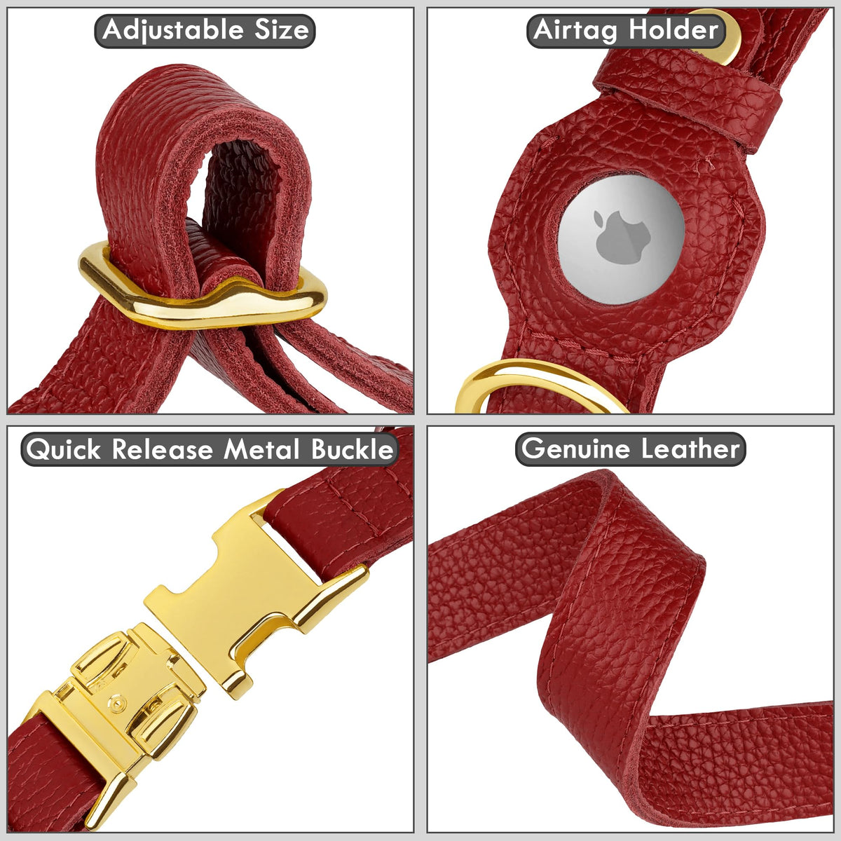 BUDKAS Animal Collar in XS, 9"-12" Neck Fit, Red