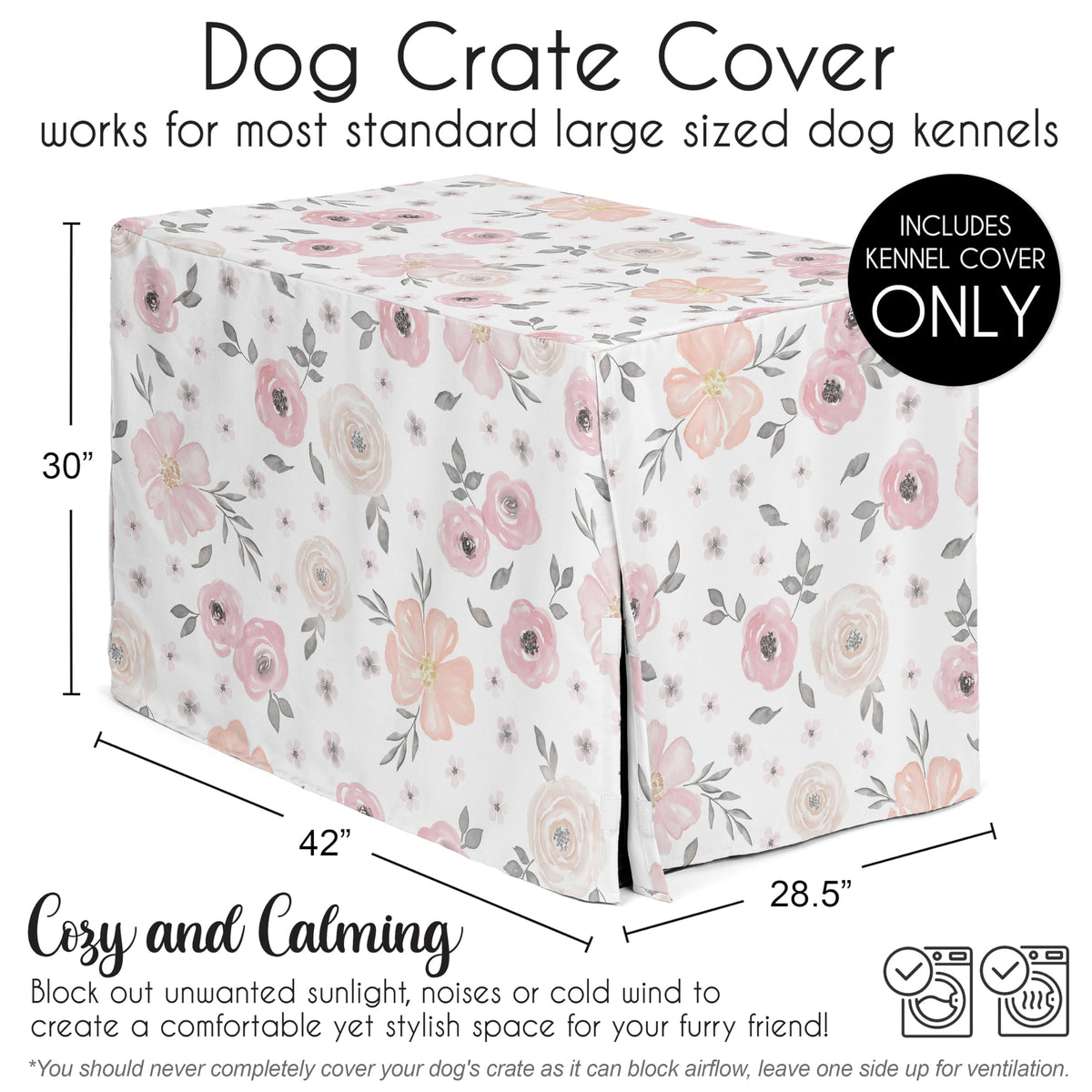 Sweet Jojo Designs Animal Cage in 42in. x 28.5in. x 30in., Pink and Grey Watercolor