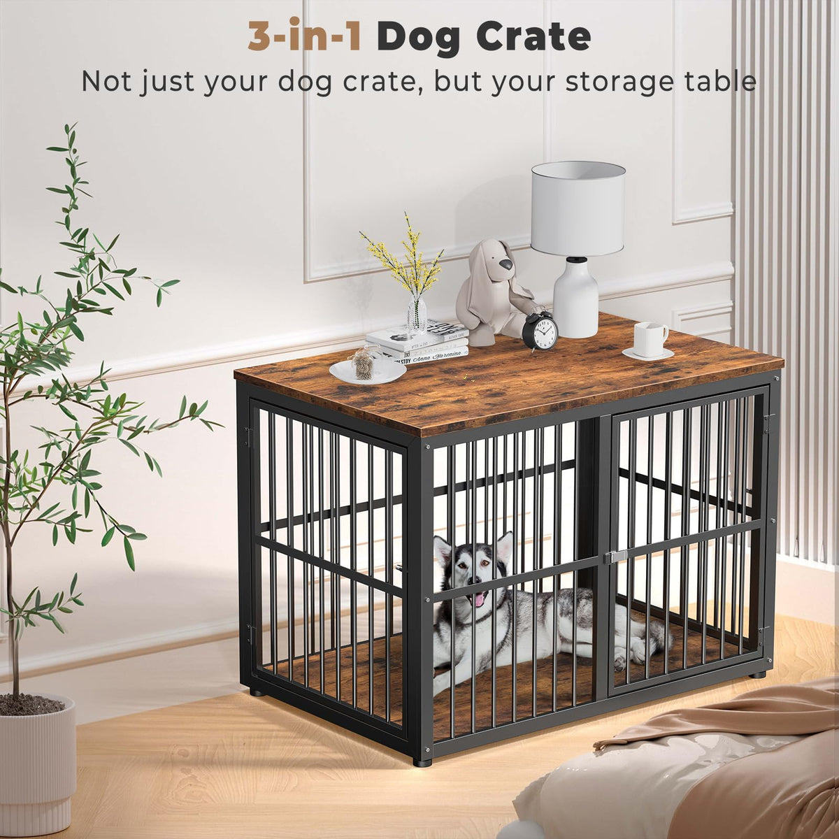 Lyromix Animal Cage in 43.3"L x 29.9"W x 33.1"H, Brown