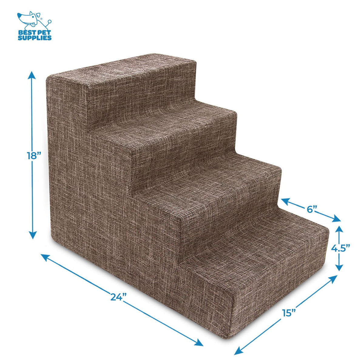 Best Pet Supplies Animal Stair in H: 18 Inches, Brown Linen