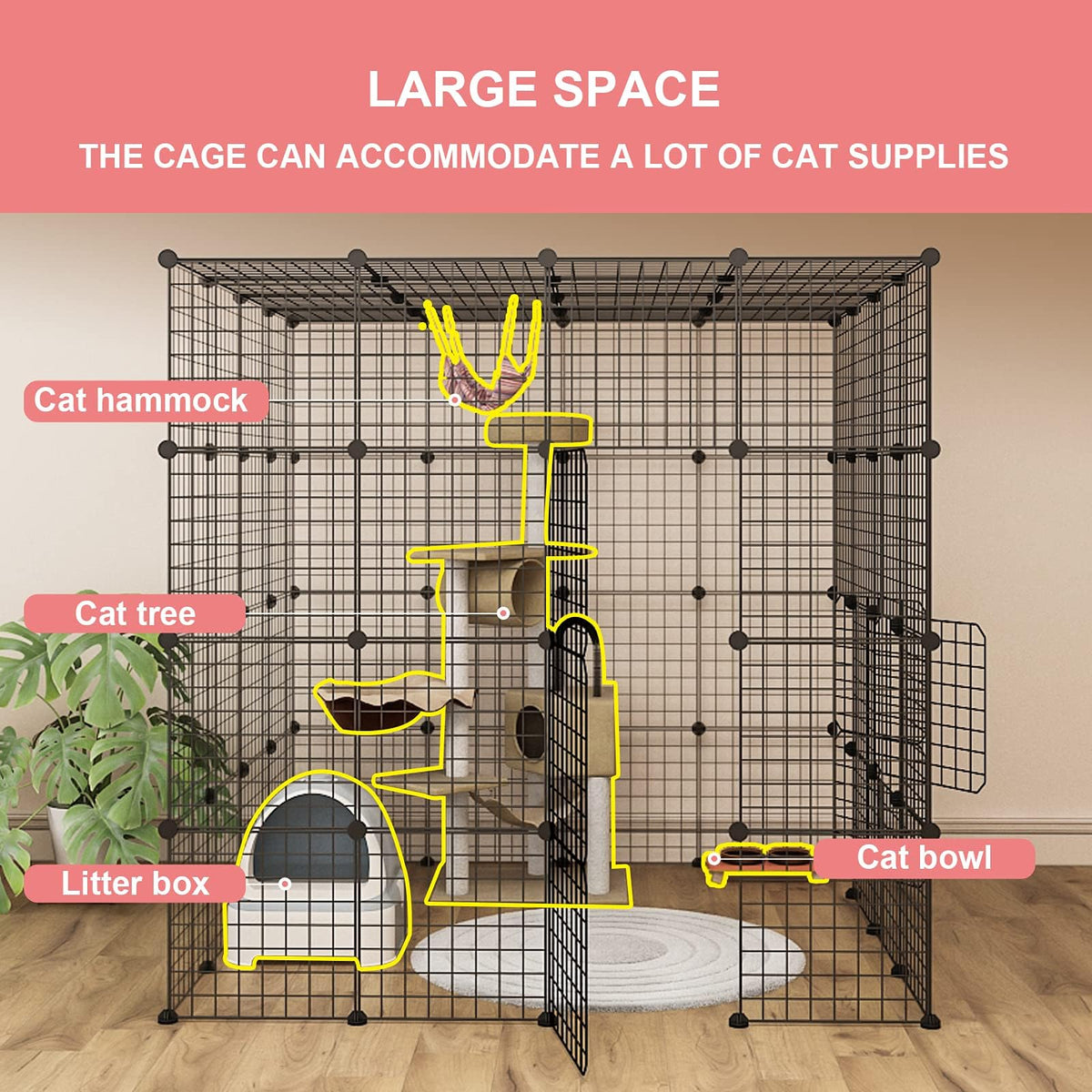 Oneluck Animal Cage in 55.1"L x 55.1"W x 55.1"H