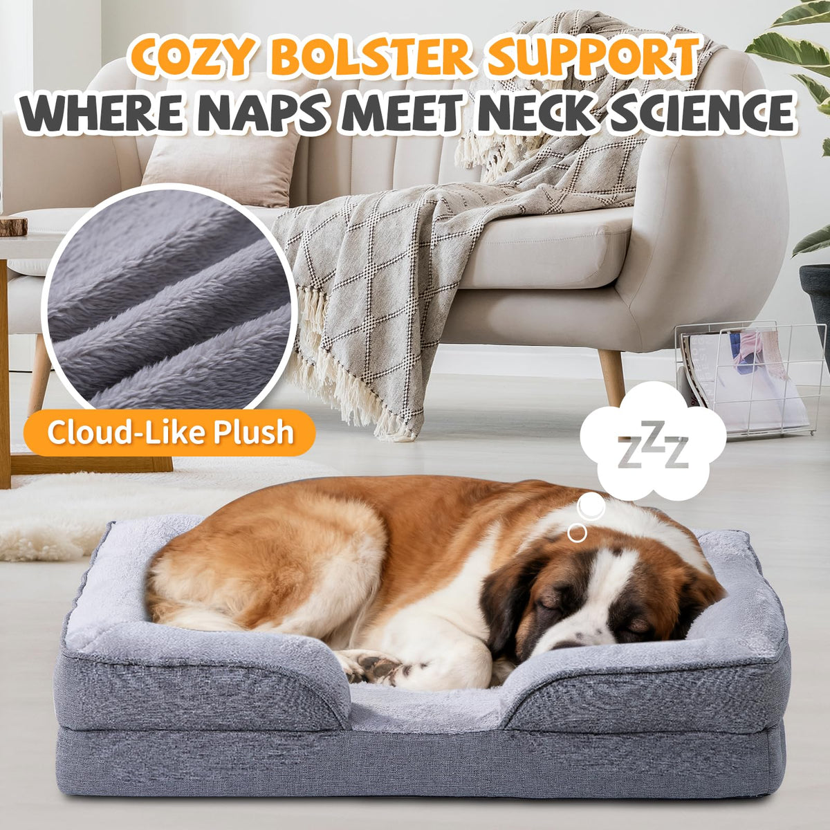 Makigued Pet Bed Mat in 42"L x 32"W x 6.7"Th, Grey