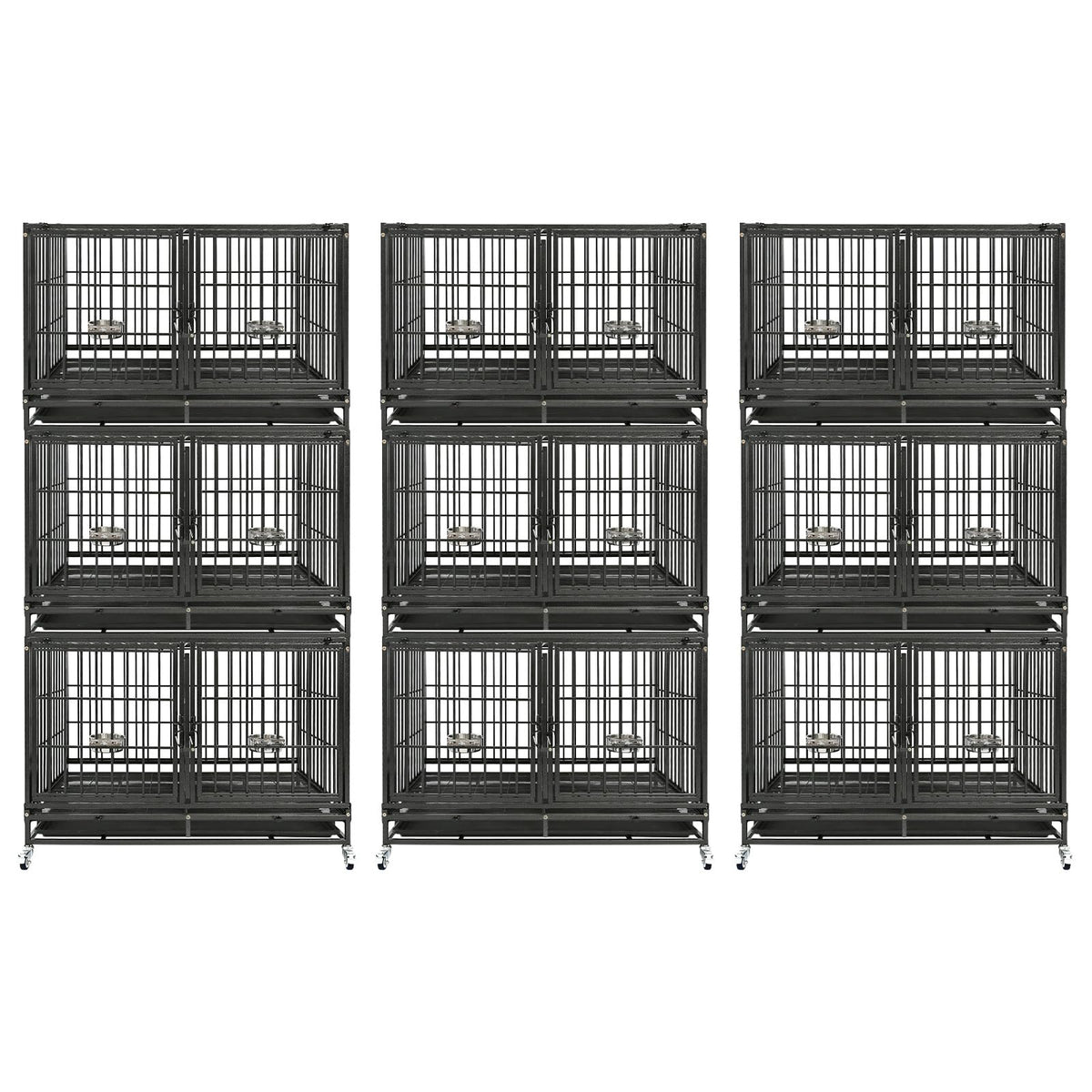 Homey Pet Animal Cage in 43.0"L - 3 Tiers - 3P, Black