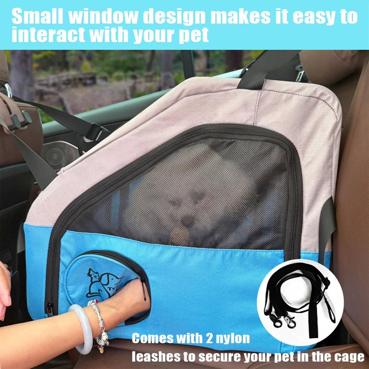 Tyalez Animal Carrier in 19"L x 19"W x 17"H, Blue,Grey