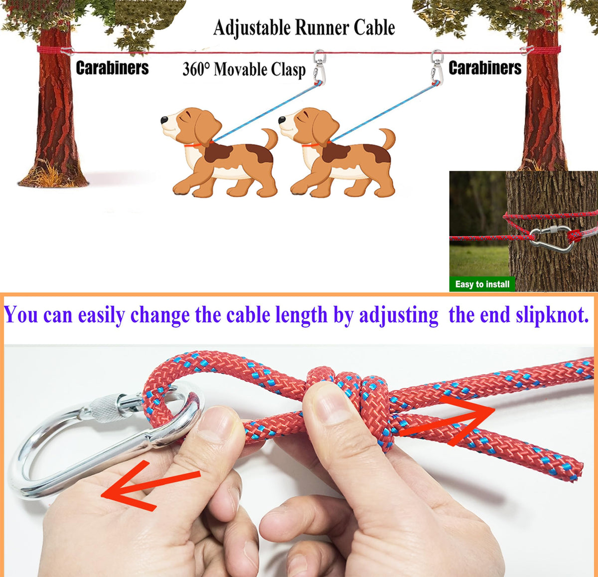 SIAELT Leash in 50Ft, Red for2