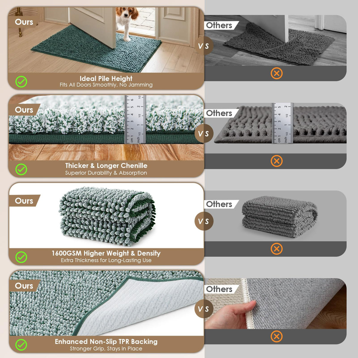 EHEYCIGA Pet Bed Mat in 24x16inch, Green