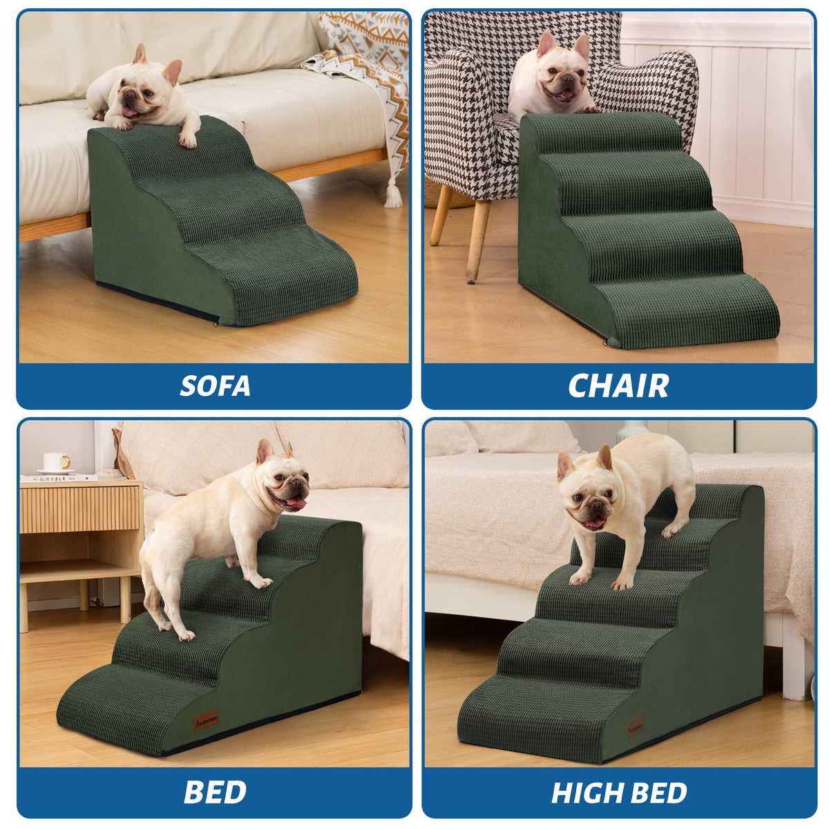 aodisman Animal Stair in Standard 3-Step 15.7"H, Green