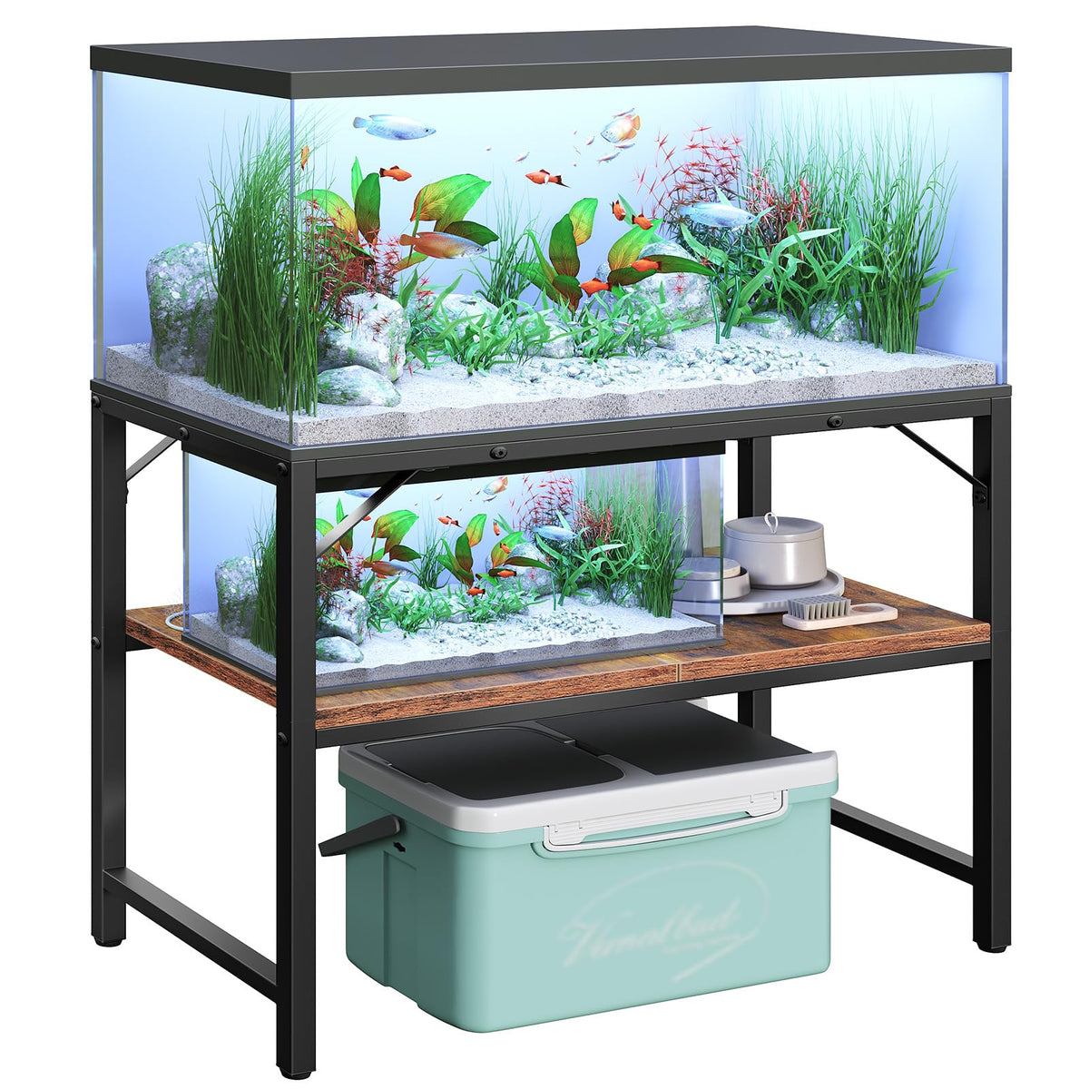 MAHANCRIS Item Stand in 40-50 Gallon, Rustic Brown