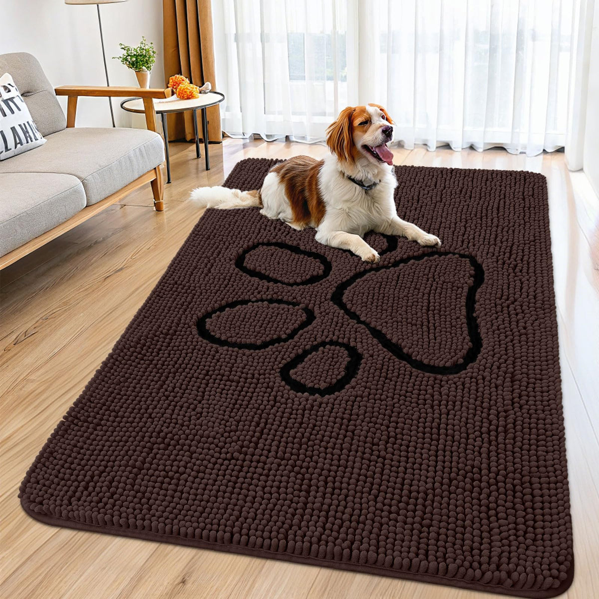 Smiry Rug in 59"X35", Brown and Black