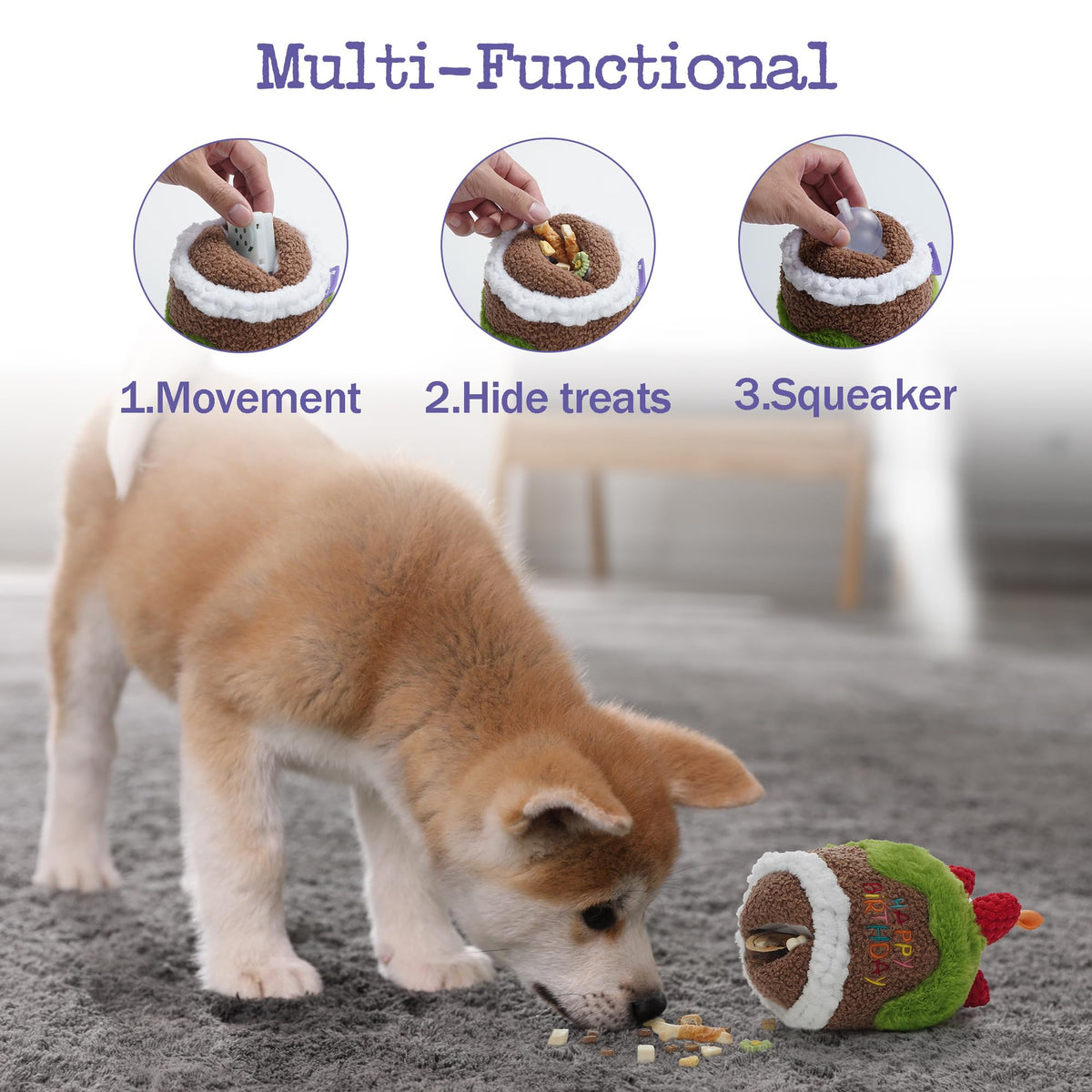 Fuzzwoof Pet Toy in Small Medium Large, Green, white, red