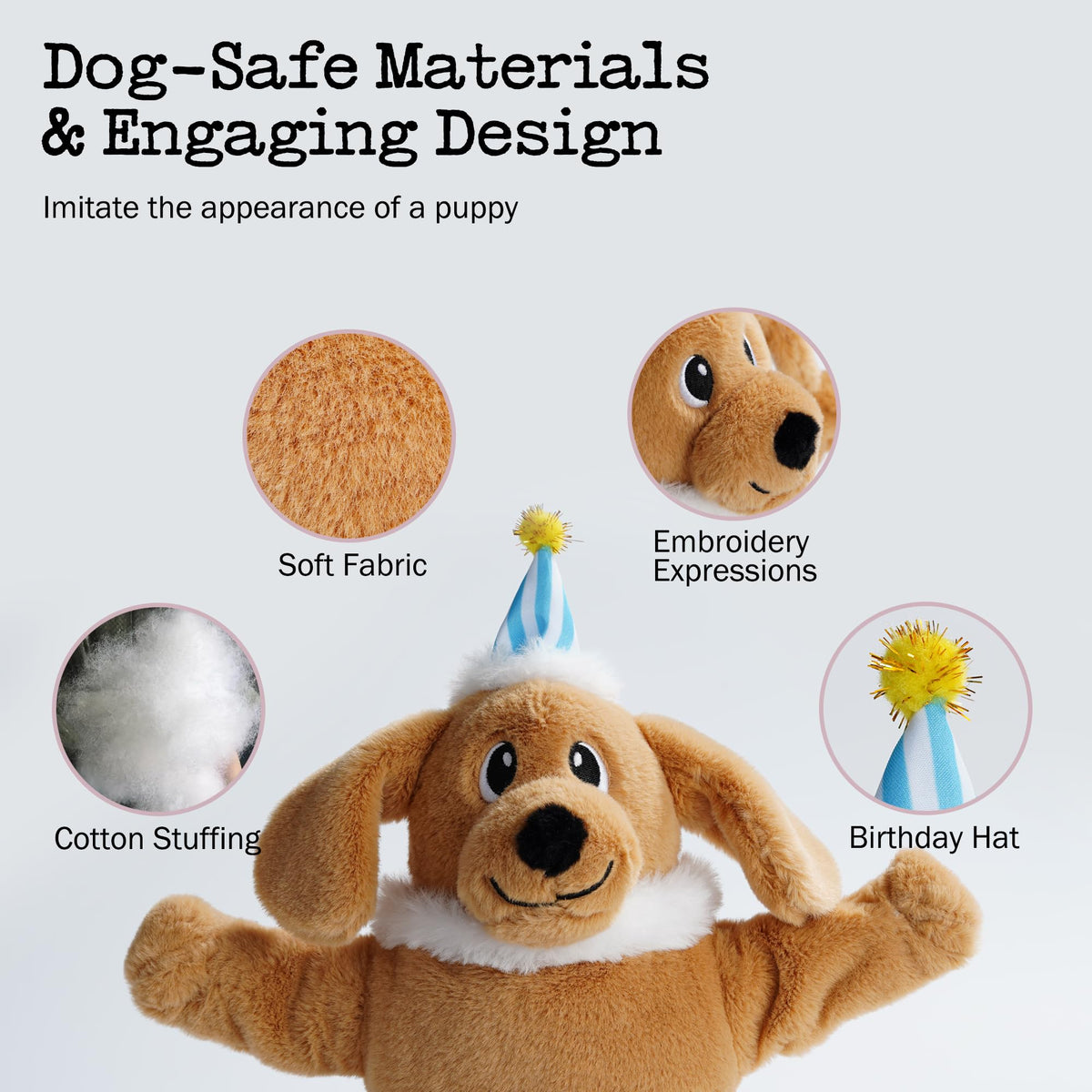 Fuzzwoof Pet Toy in small, medium, large, Brown