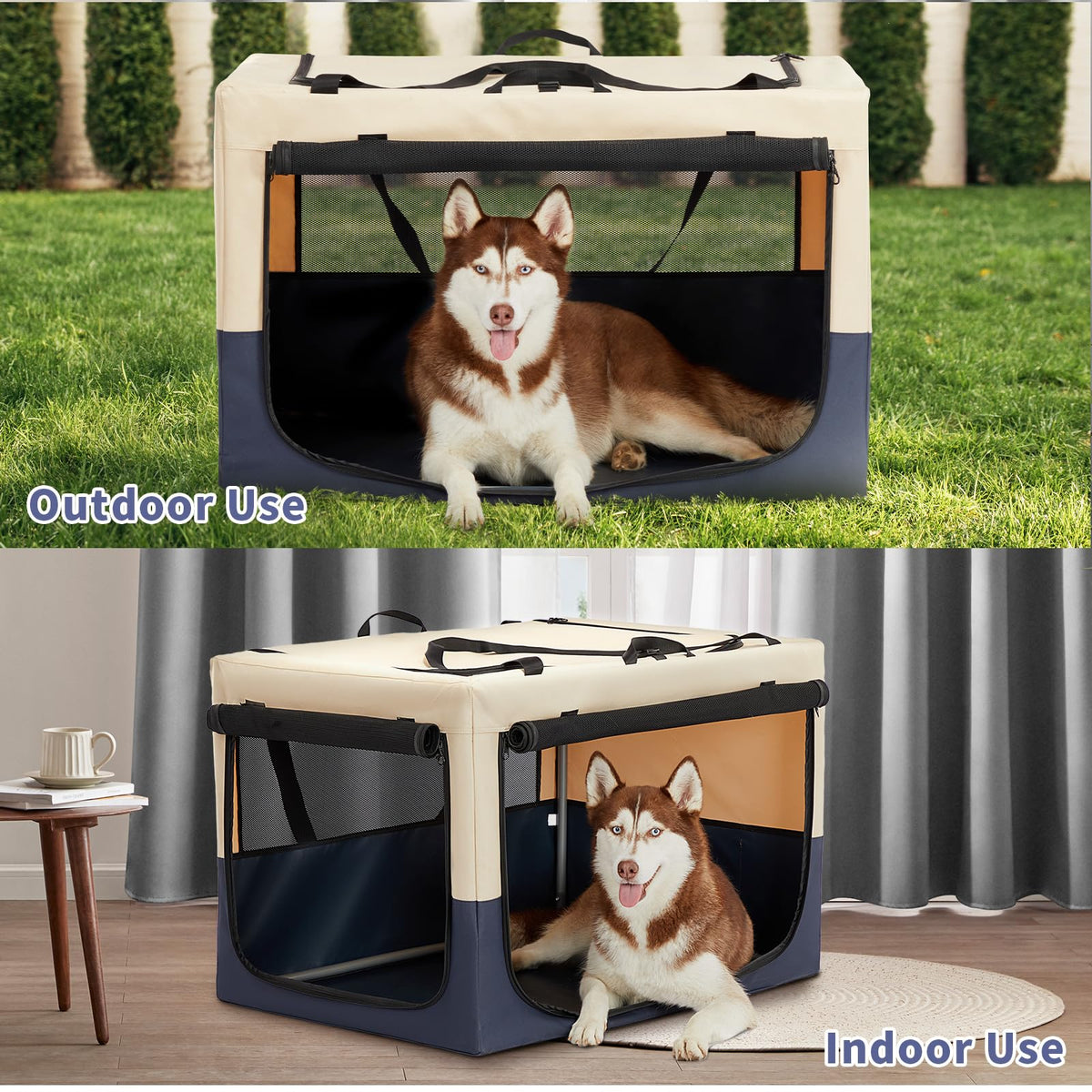 A 4 Pet Animal Cage in 30.0"L x 20.0"W x 19.0"H, Blue+Beige