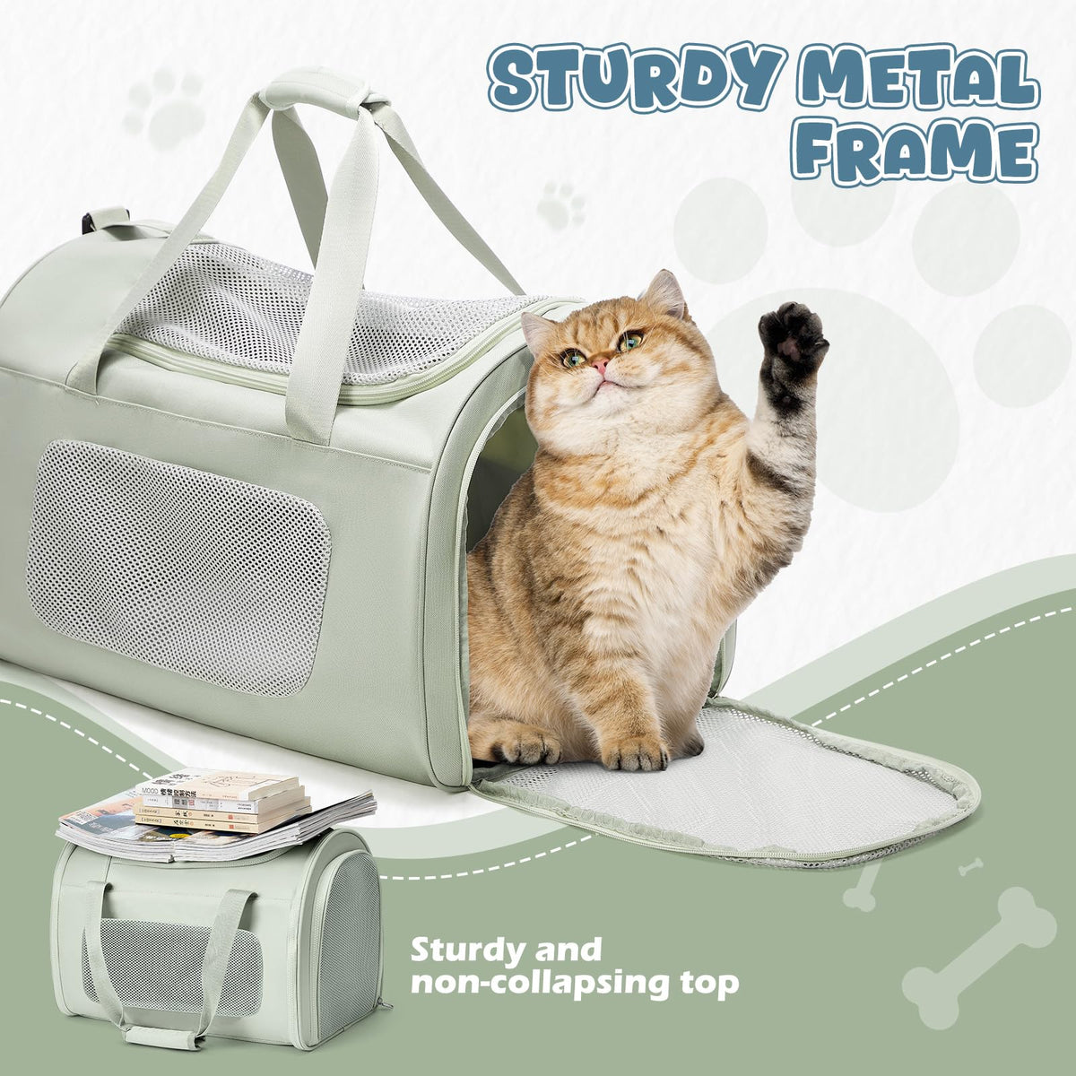 WEPLAN Animal Carrier in 17.7"L x 11.4"W x 12.5"H, A-Medium-Green