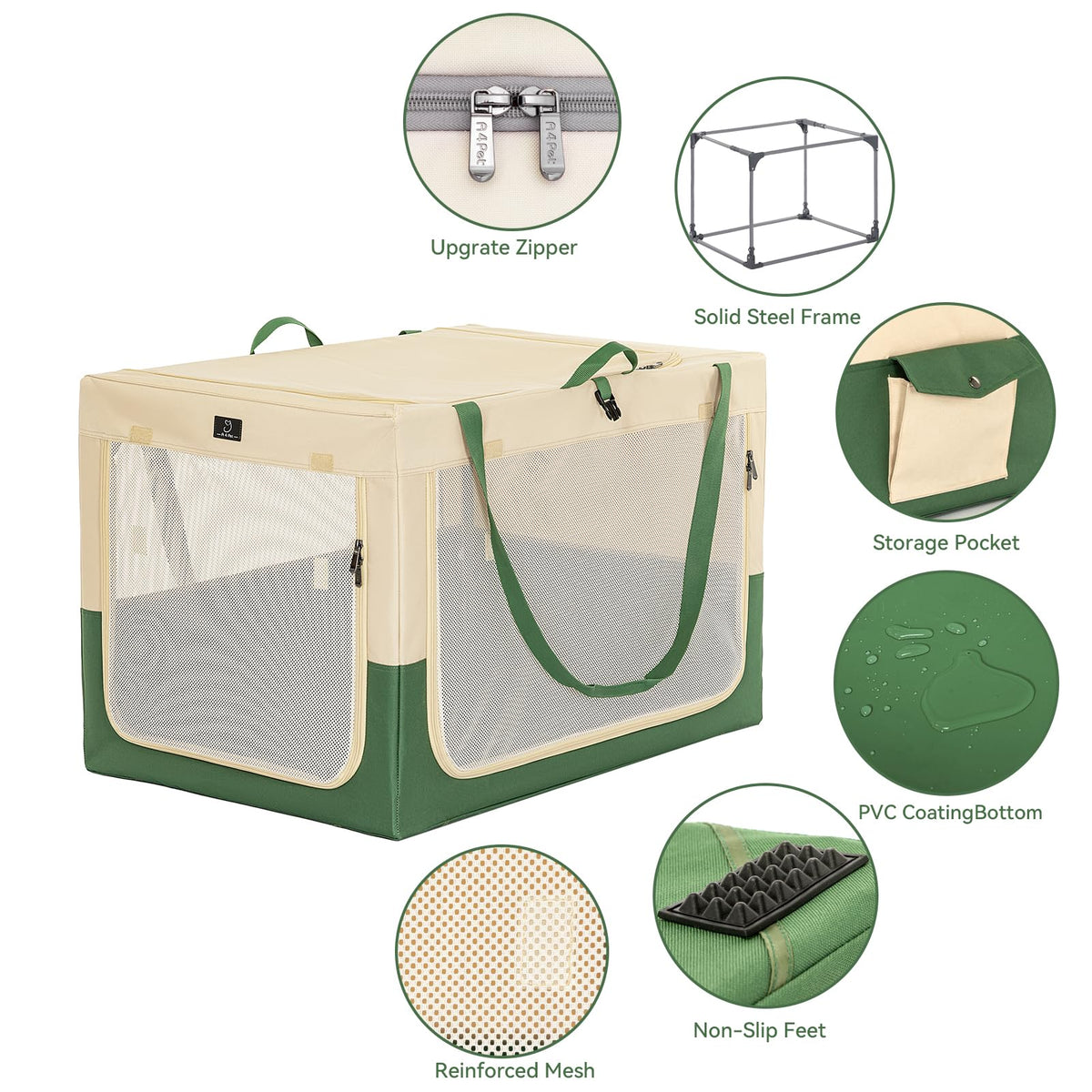 A 4 Pet Animal Cage in 30.0"L x 20.0"W x 19.0"H, Green+Beige